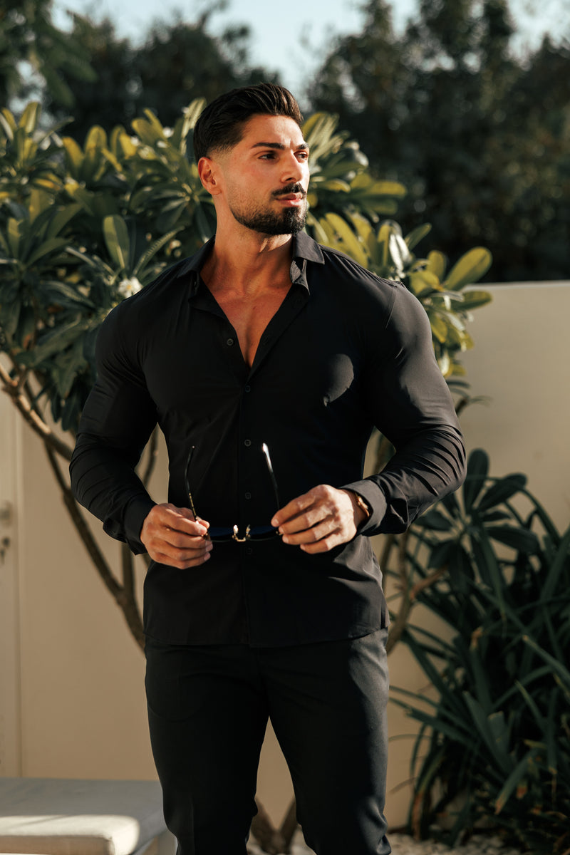 Father Sons Ultra Stretch Compression Shirt Long Sleeve Black - FS1234