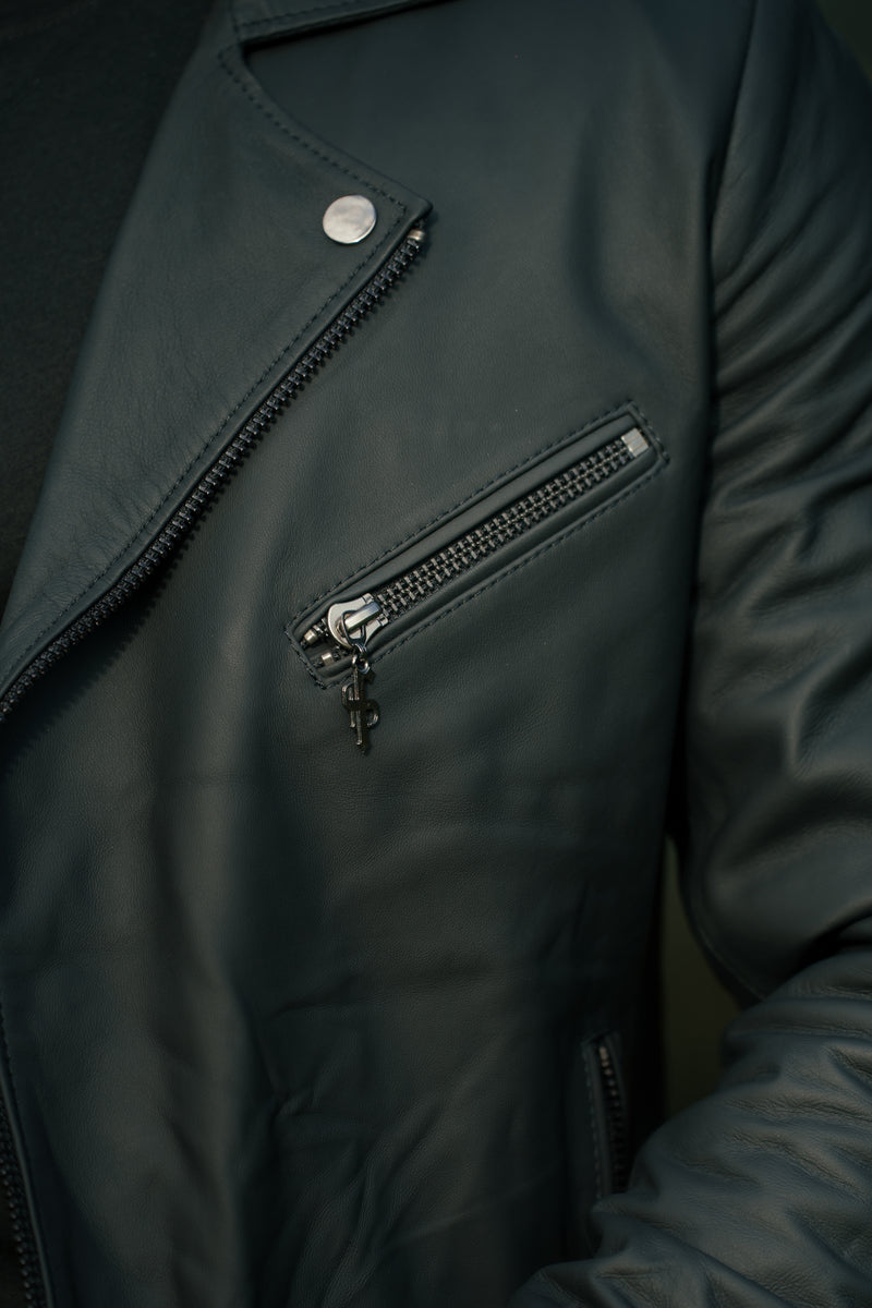 Father Sons Black Leather Jacket with Belt Detail - FSH313