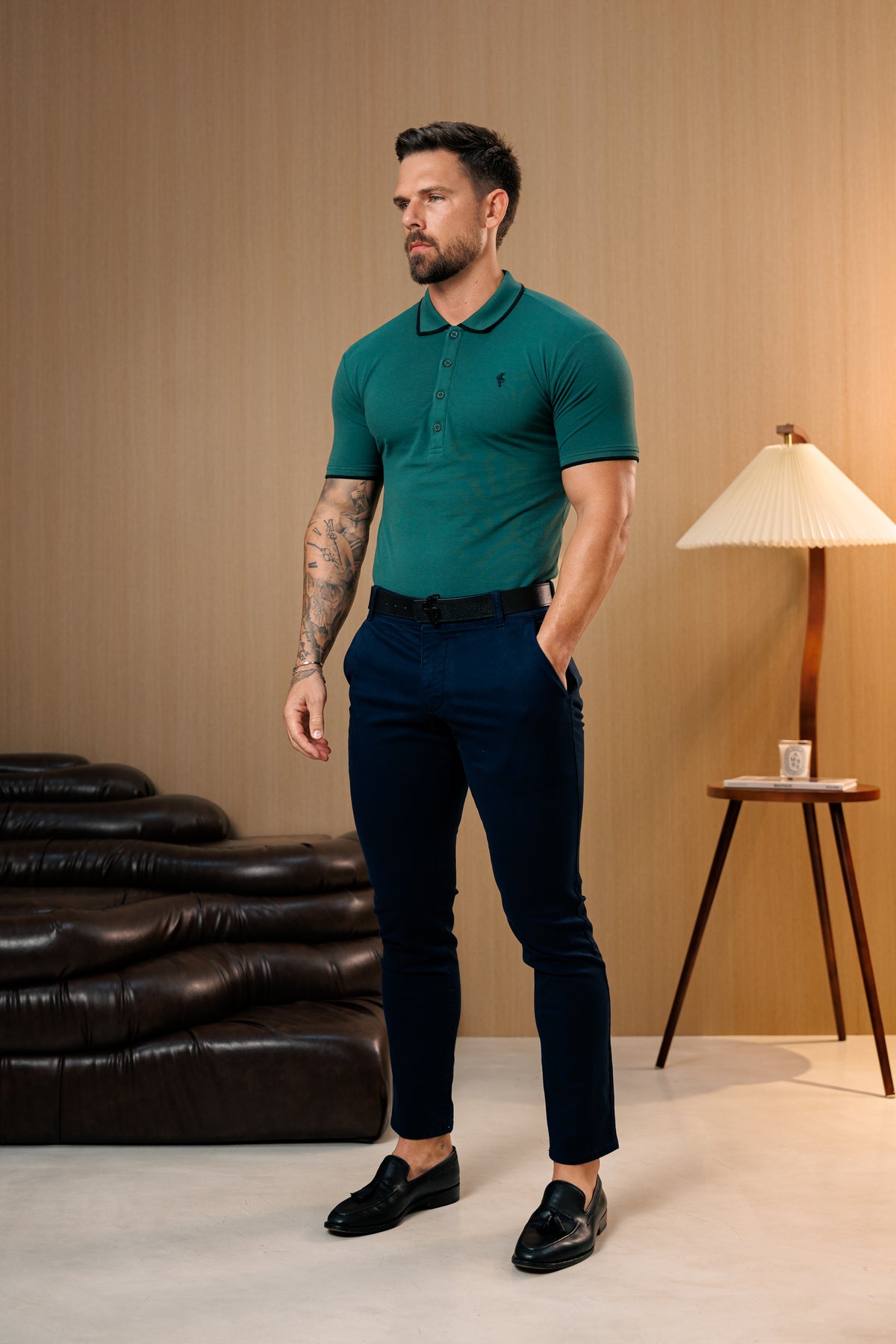 Navy Chino Trousers With Belt Loops - FSH1664 (PRE ORDER 10TH SEPTEMBER)