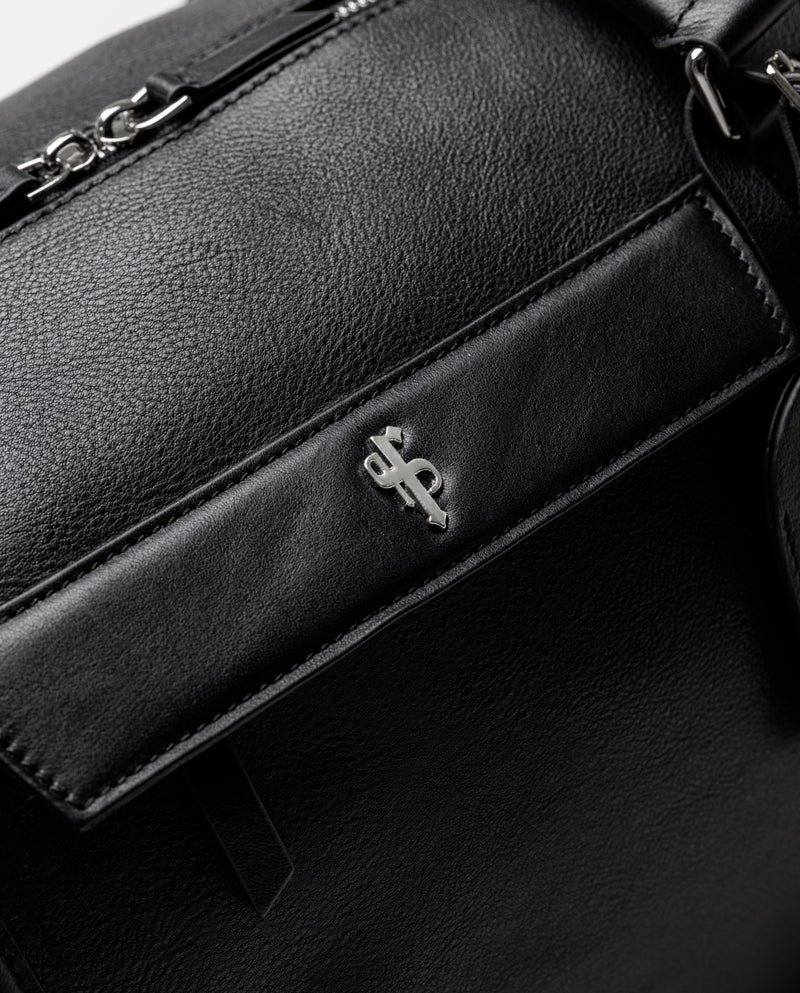 Father Sons Black Leather Holdall Bag - FSH201
