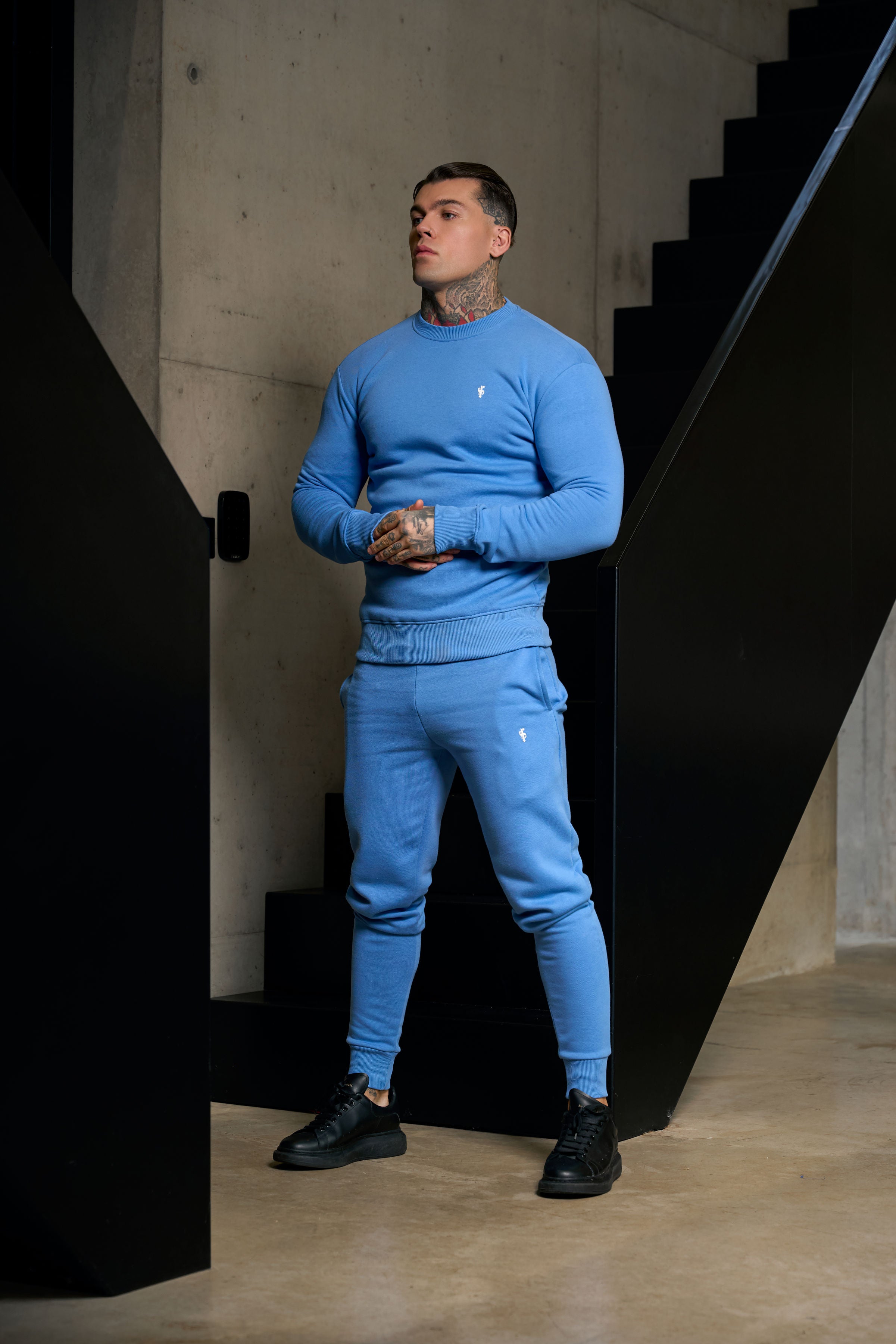 Plain Blue Tracksuit Bottoms with FS Branding - FSH1200