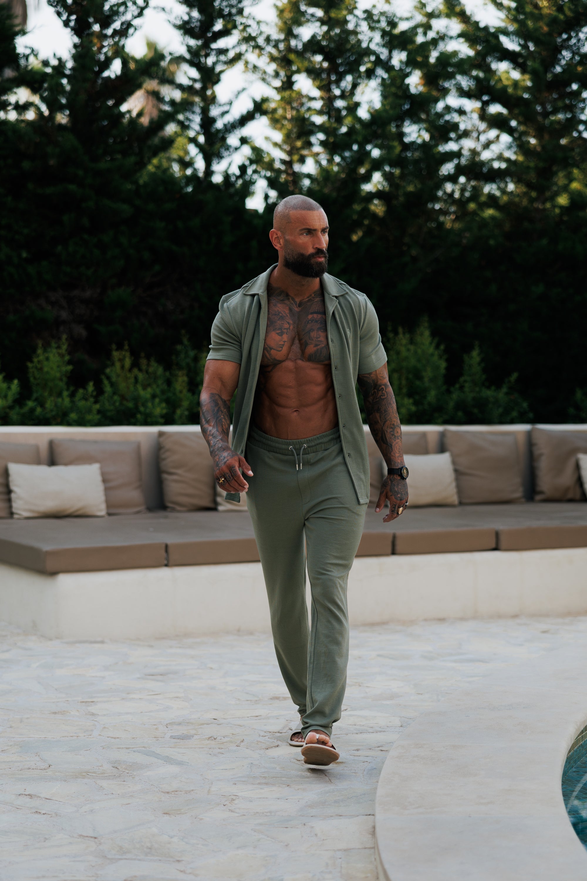 Jersey Cord Slim Olive Trousers - FSR088 (PRE ORDER 15TH JUNE)