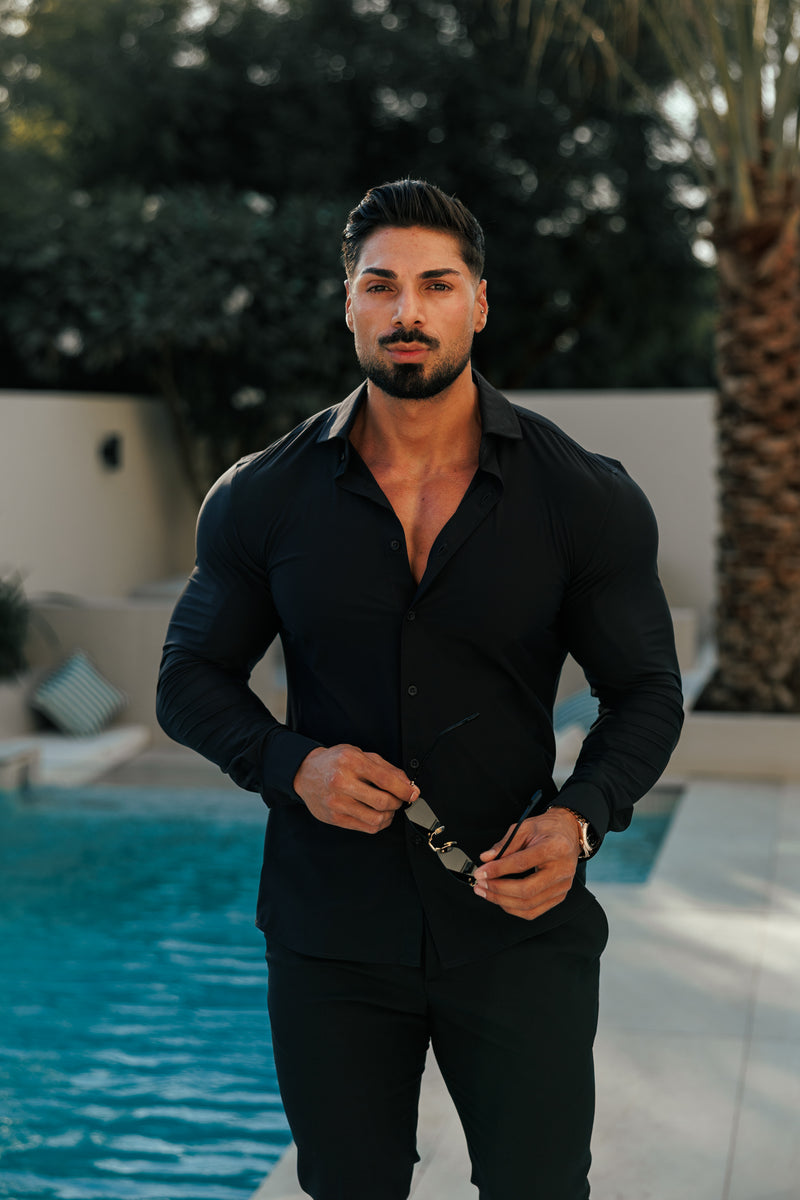 Father Sons Ultra Stretch Compression Shirt Long Sleeve Black - FS1234