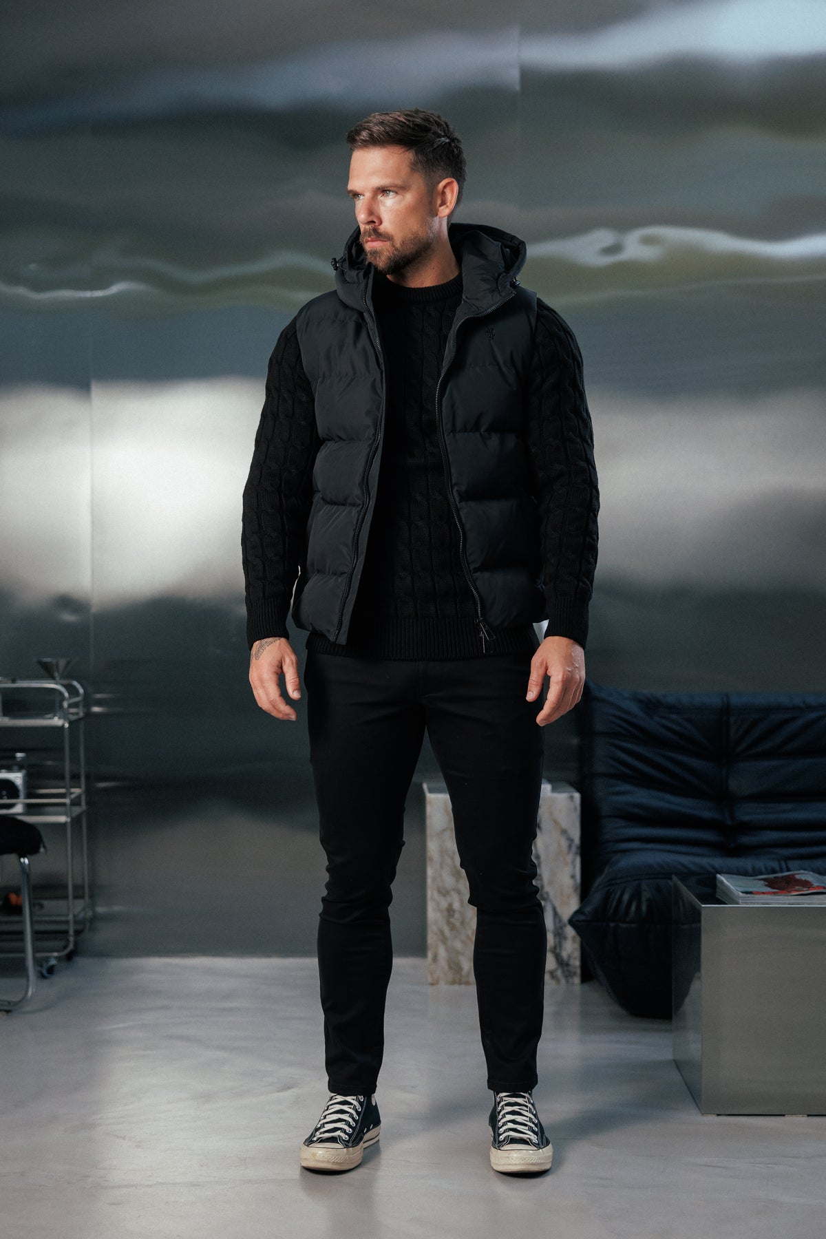 Black Padded Hooded Gilet - FSN235 (PRE ORDER 24TH OCTOBER)