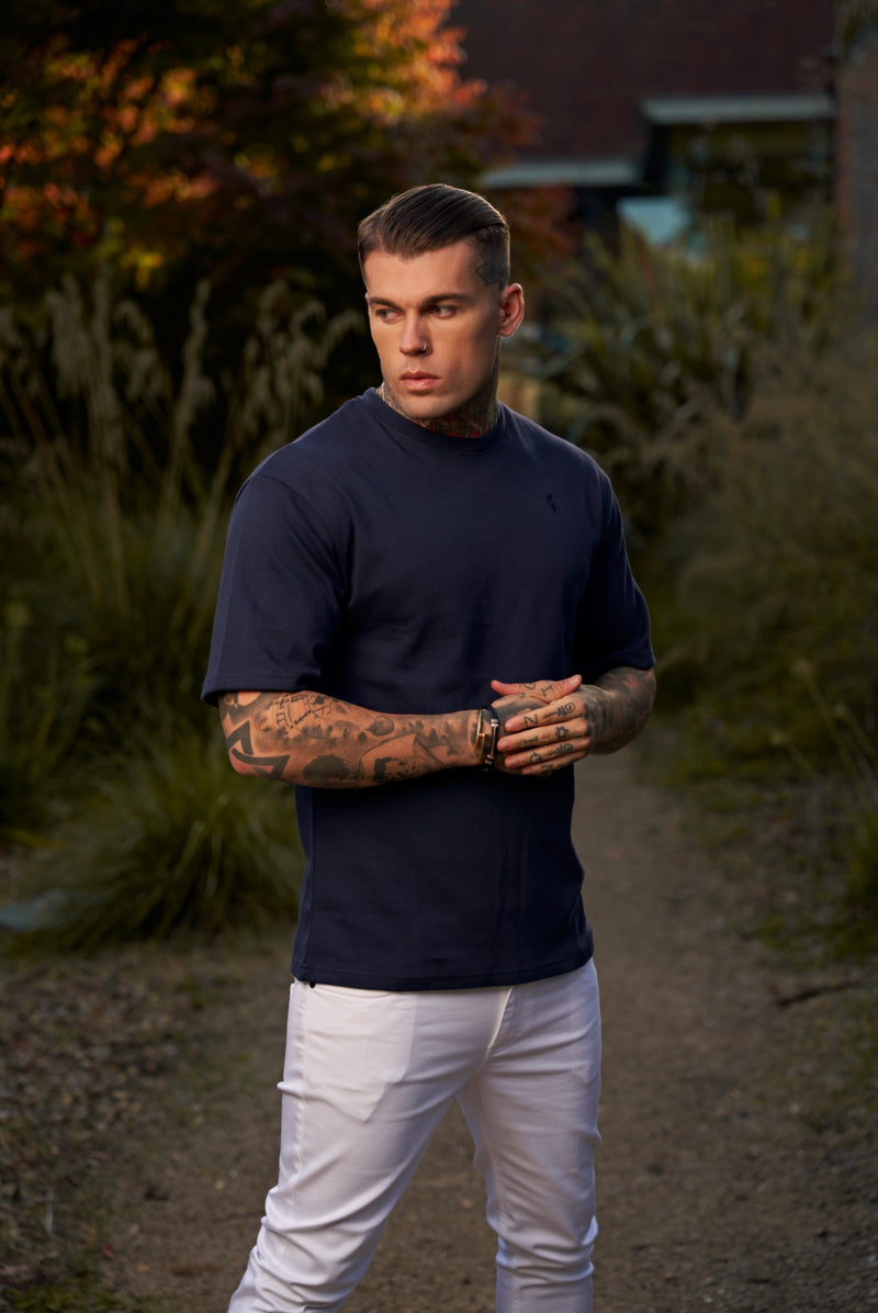 Father Sons Classic Navy Oversized Crew T Shirt - FSH866