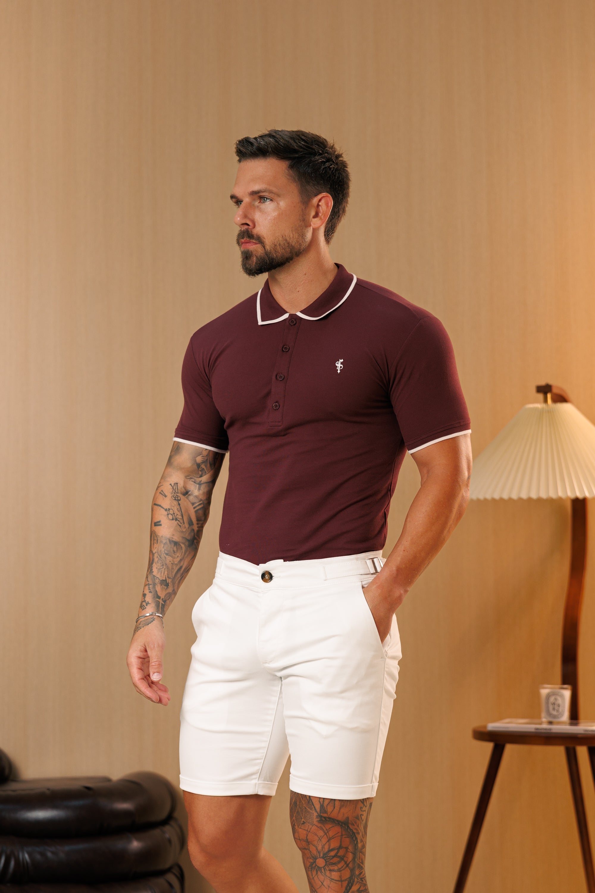 White Chino Shorts With Side Adjusters - FSH1659 (PRE ORDER 10TH SEPTEMBER)