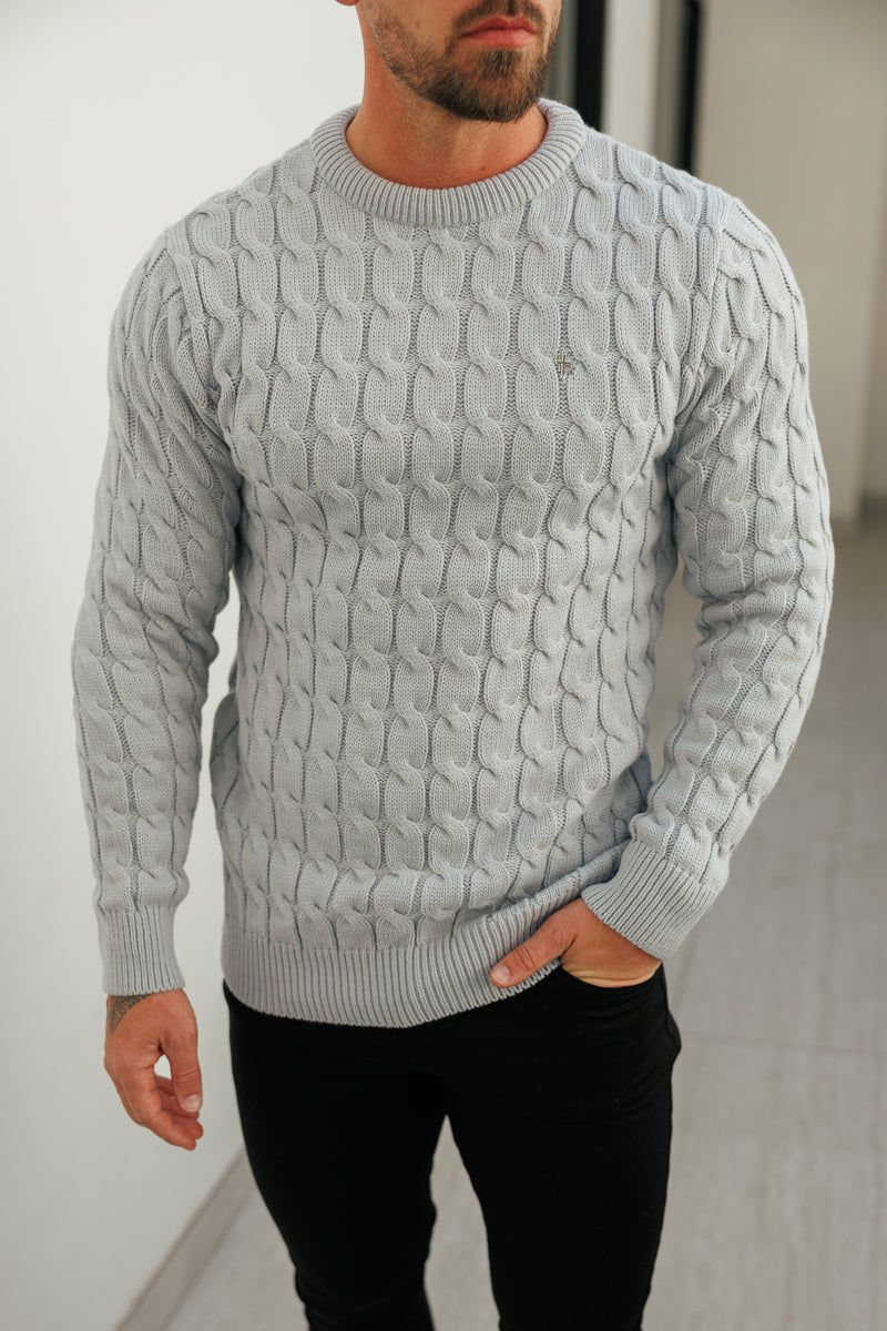 Father Sons Link Weave Knit Cop Grey Crew Neck Jumper - FSJ129