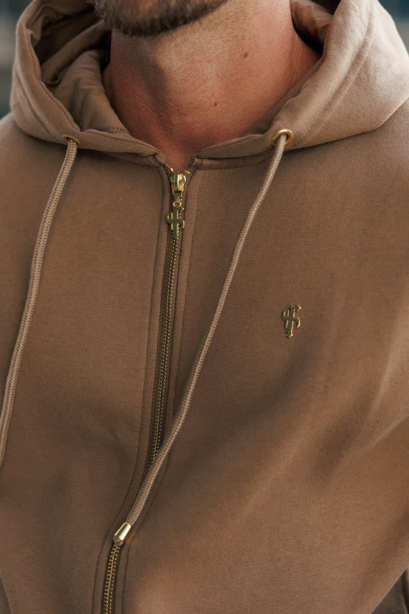 FS Taupe / Gold Full Zip Hoodie with Pockets - FSH1248