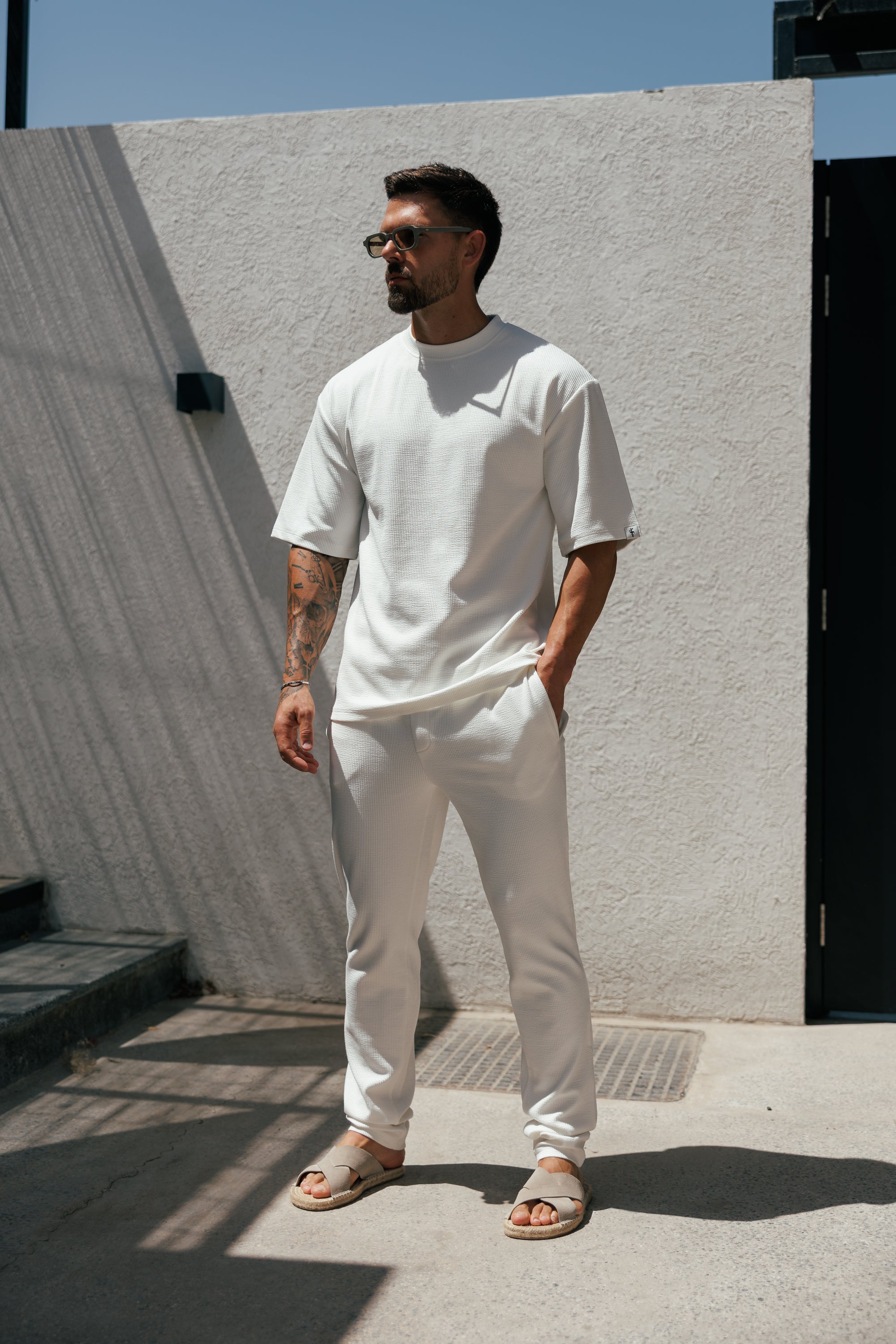Jersey Cord White Oversized T-Shirt - FSR101 (PRE ORDER 12TH JUNE)