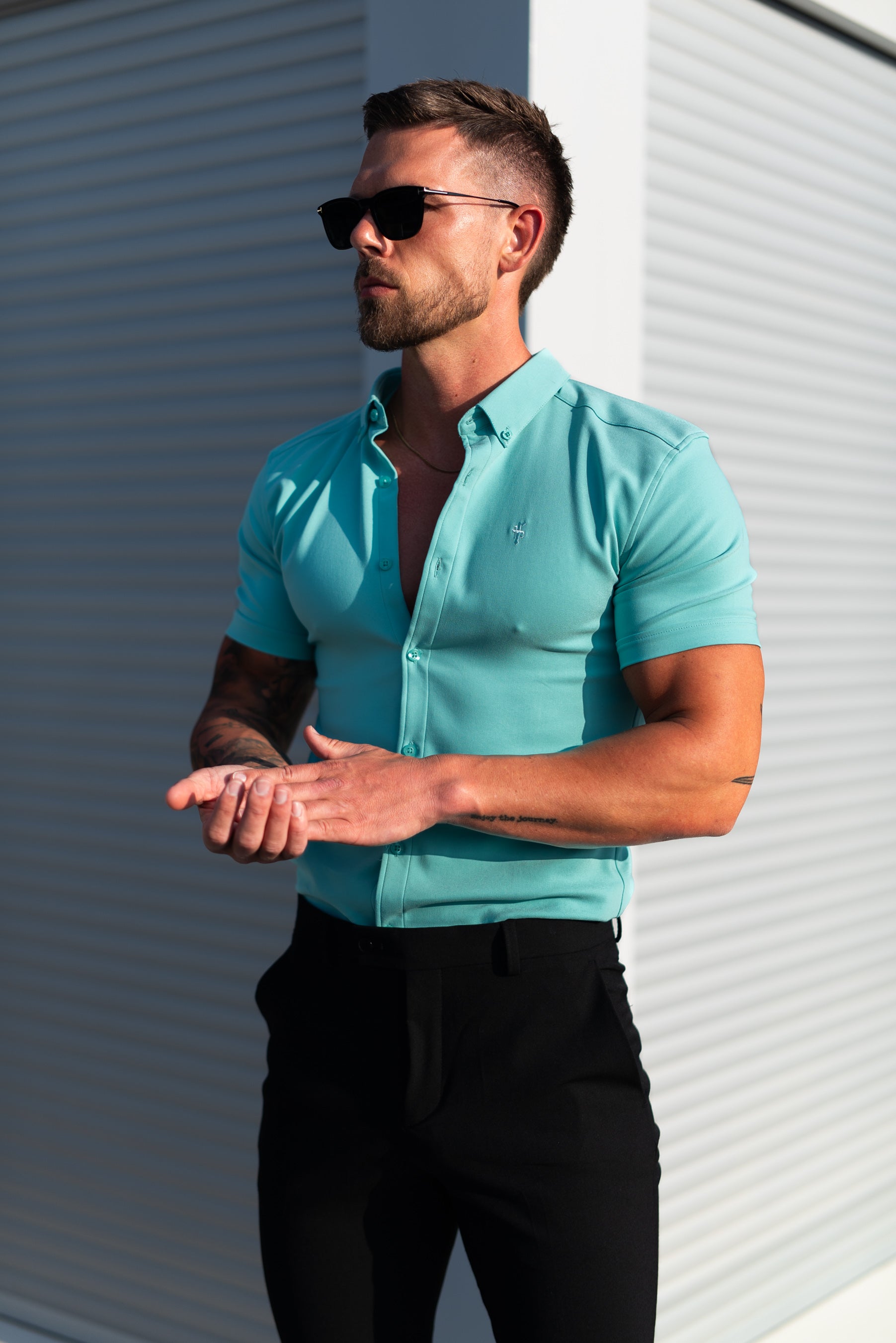 Super Slim SS New Mint Scuba with Button Down Collar - FS1117
