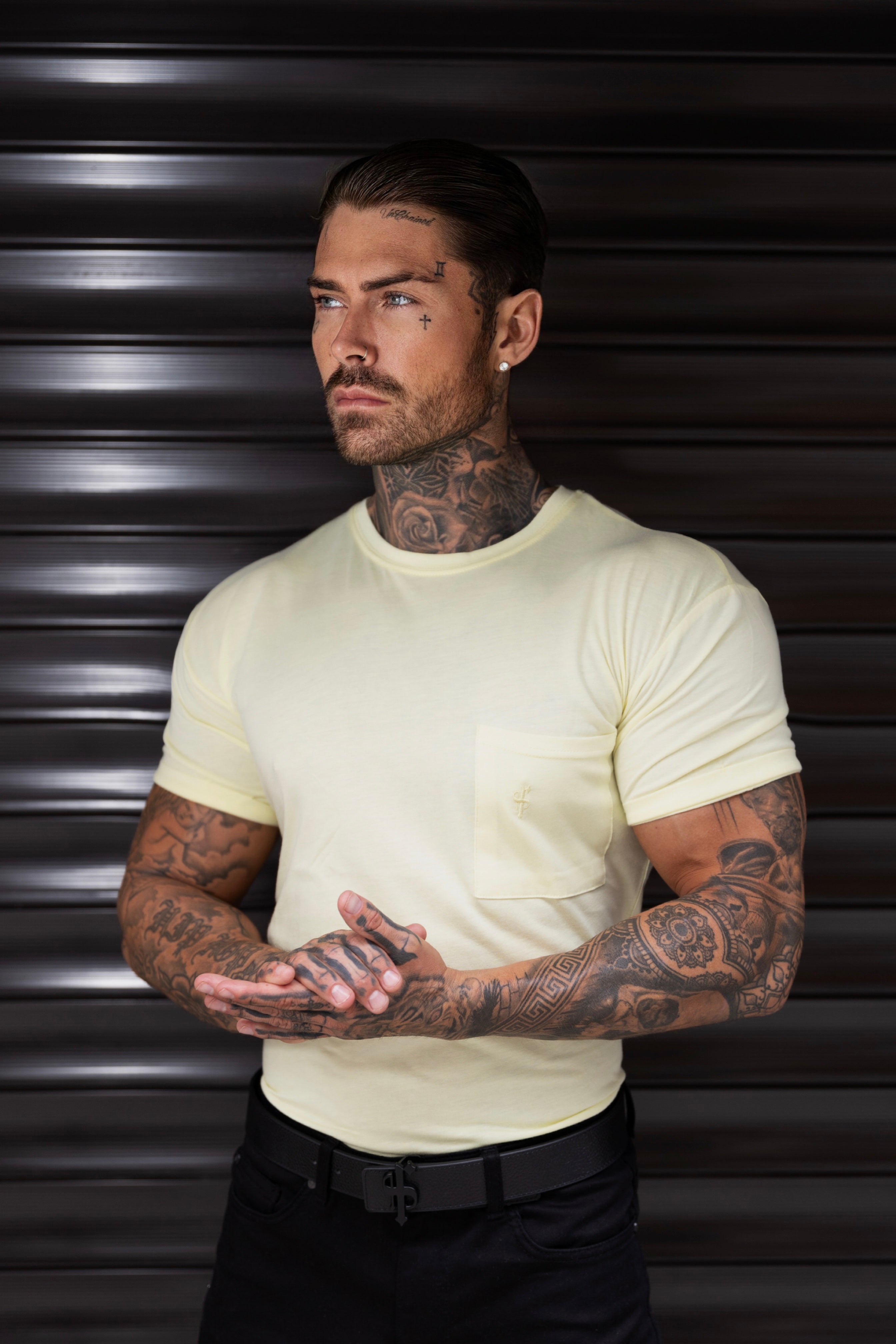 Lemon Bamboo Crew T Shirt With Pocket Short Sleeve- FSH1099