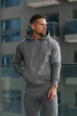 FS Charcoal / Silver Full Zip Hoodie with Pockets - FSH1251