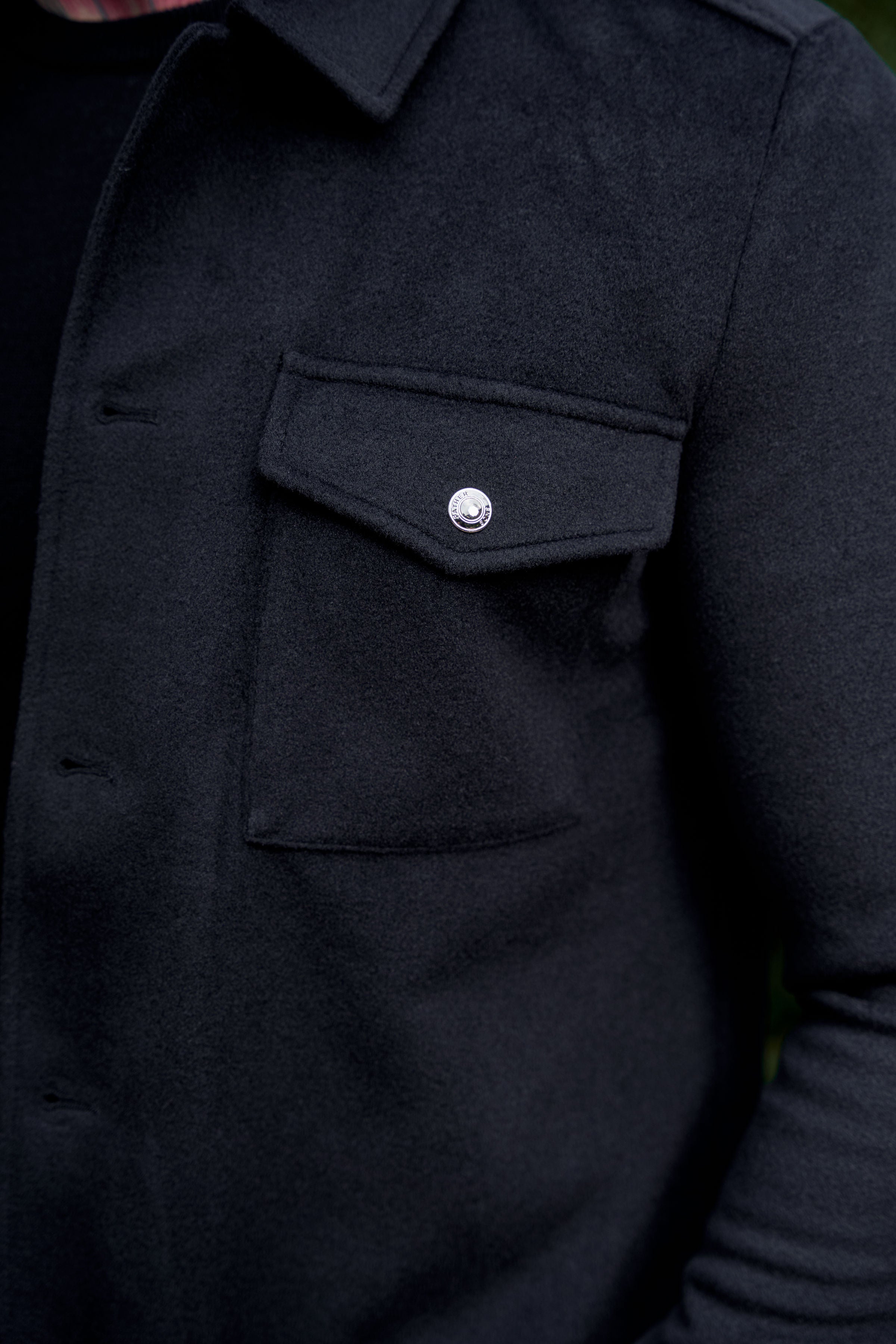 Brushed Button Up Plain Jacket Black - FSN182