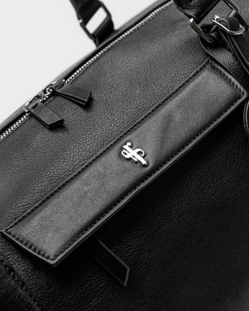 Father Sons Black Leather Holdall Bag - FSH201
