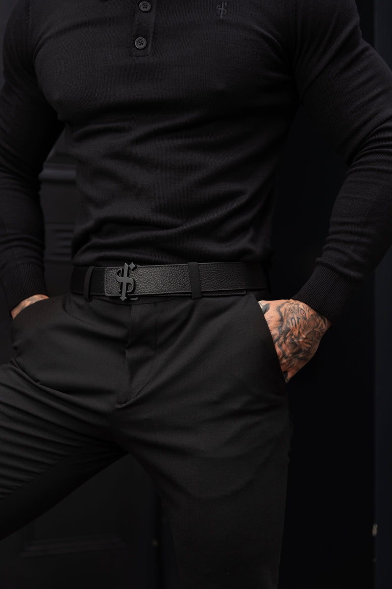 Father Sons Black / Tan Leather Reversible Belt with Matt Black FS Buckle - FSBELT003