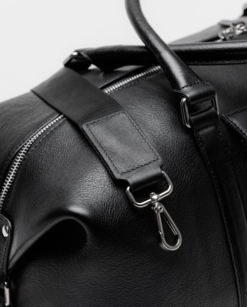 Father Sons Black Leather Holdall Bag - FSH201