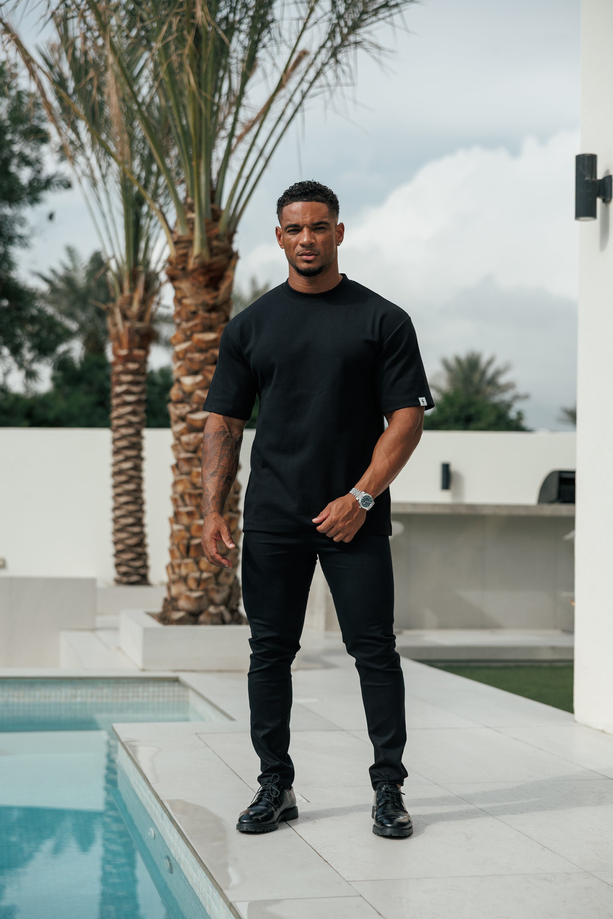 Classic Heavyweight Oversized Crew T Shirt Black - FSR042