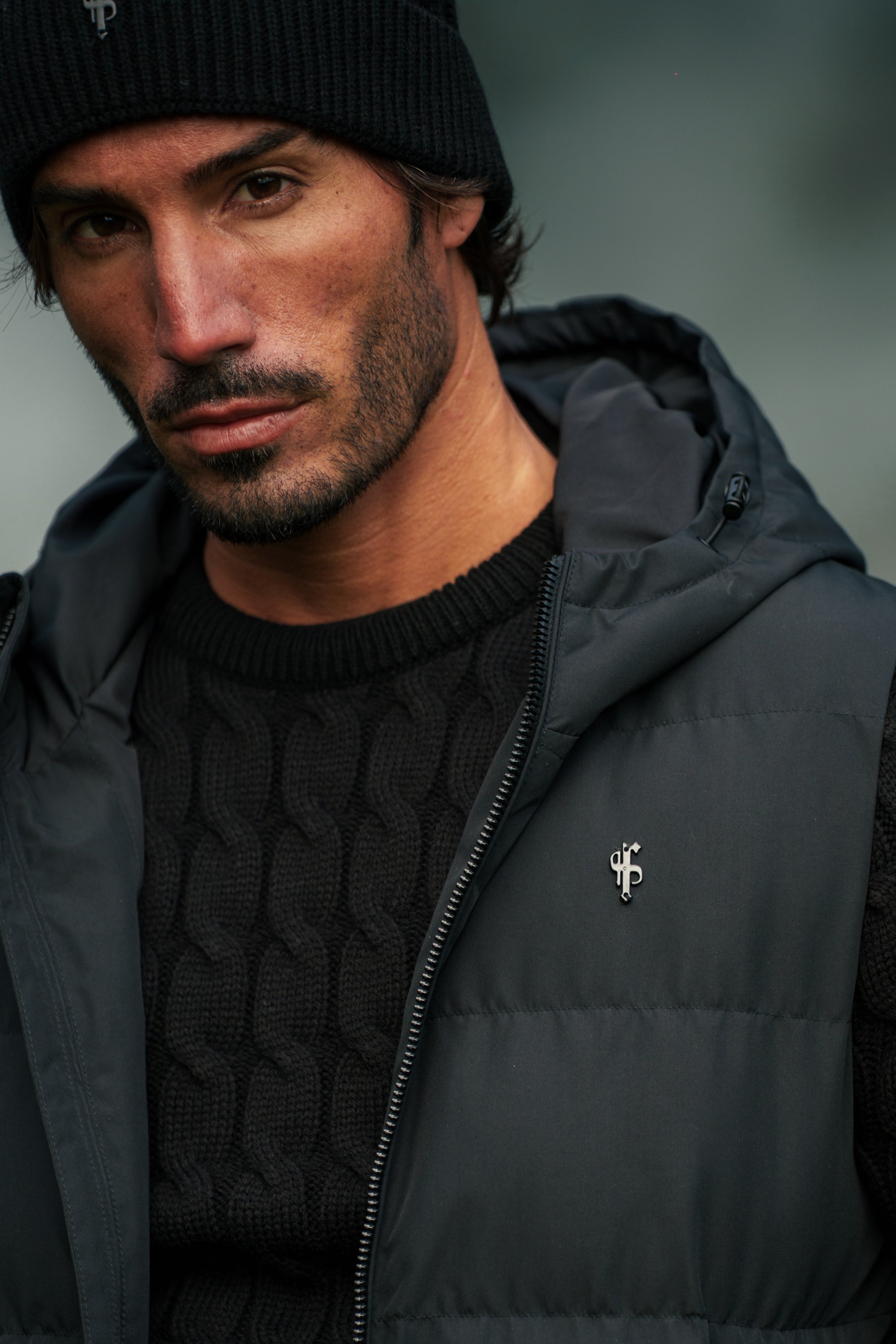 Black Padded Hooded Gilet - FSN235