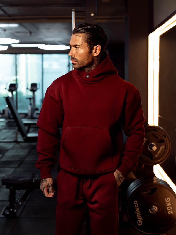 FS Burgundy Oversized Hoodie With Functional FS Stud - FSR008
