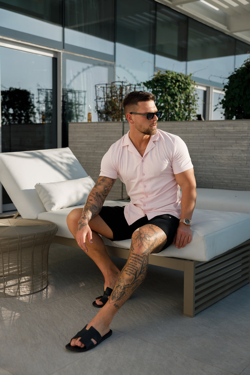 Father Sons Stretch Pink Pique Revere Shirt Short Sleeve - FSH1077  (PRE ORDER 11TH JUNE)