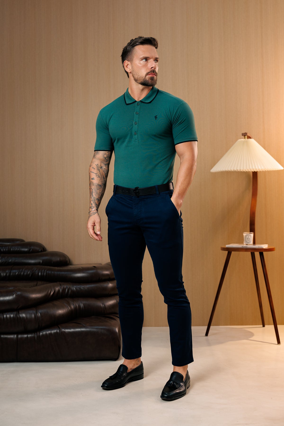 Navy Chino Trousers With Belt Loops - FSH1664 (PRE ORDER 10TH SEPTEMBER)