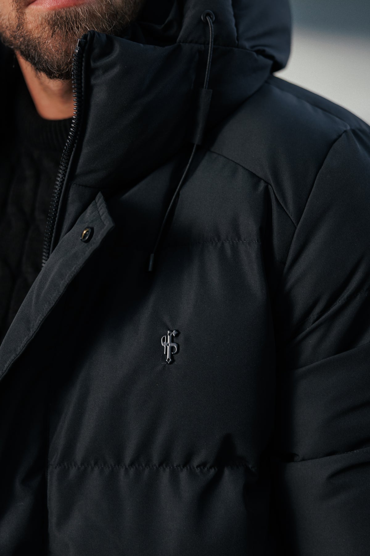 Black Padded Coat with Hood - FSN234