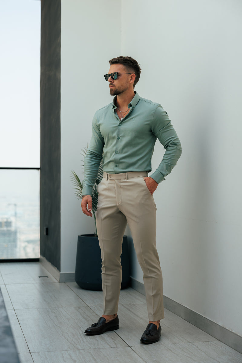 Father Sons Classic Stretch Oxford Long Sleeve Smoke Green with Button Down Collar - FS1217