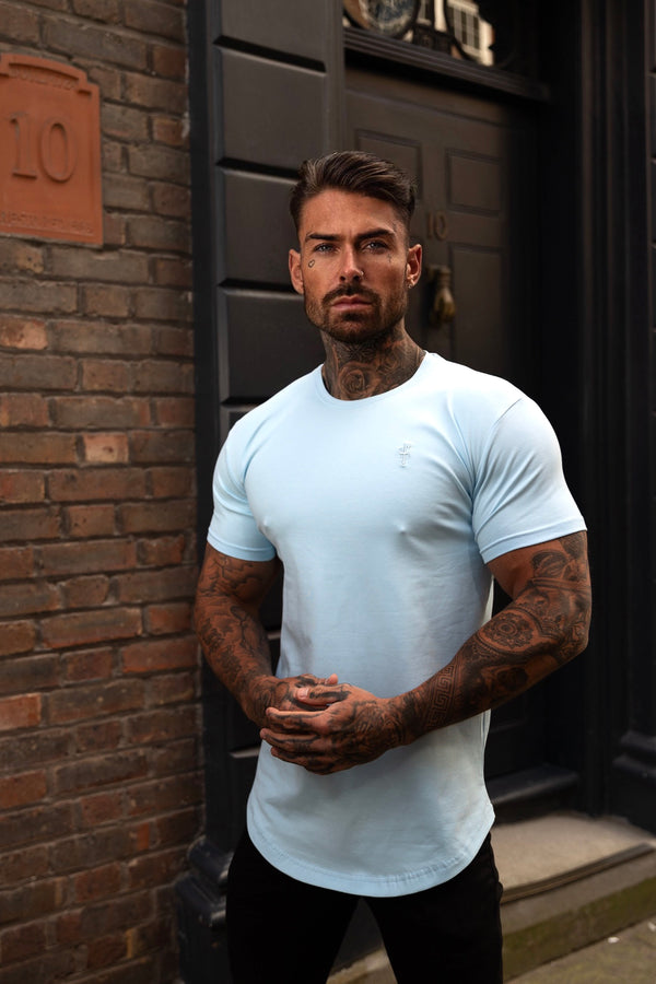 Father Sons Classic Baby Blue Tonal Curved Hem Crew T Shirt - FSH990  (PRE ORDER 5TH APRIL)