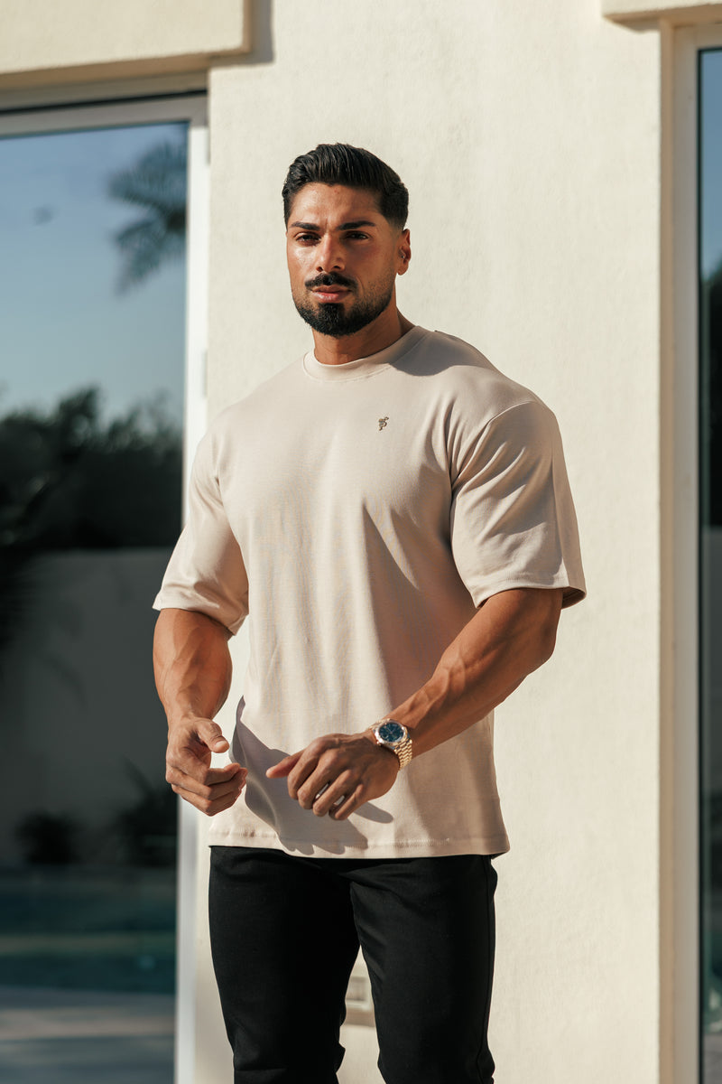 Father Sons Classic Beige / Gold Oversized Crew T Shirt - FSH1420