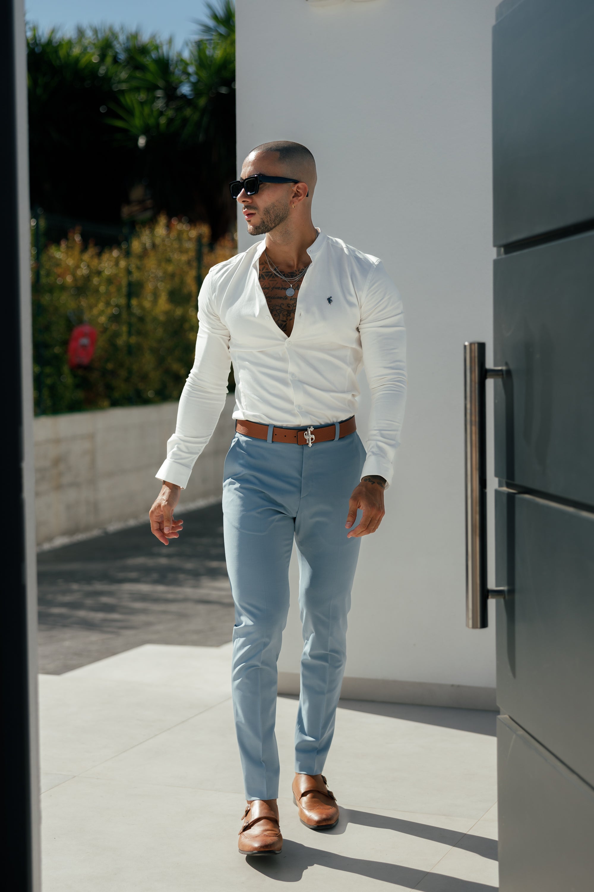 Slim Formal Airforce Blue Stretch Trousers - FST025