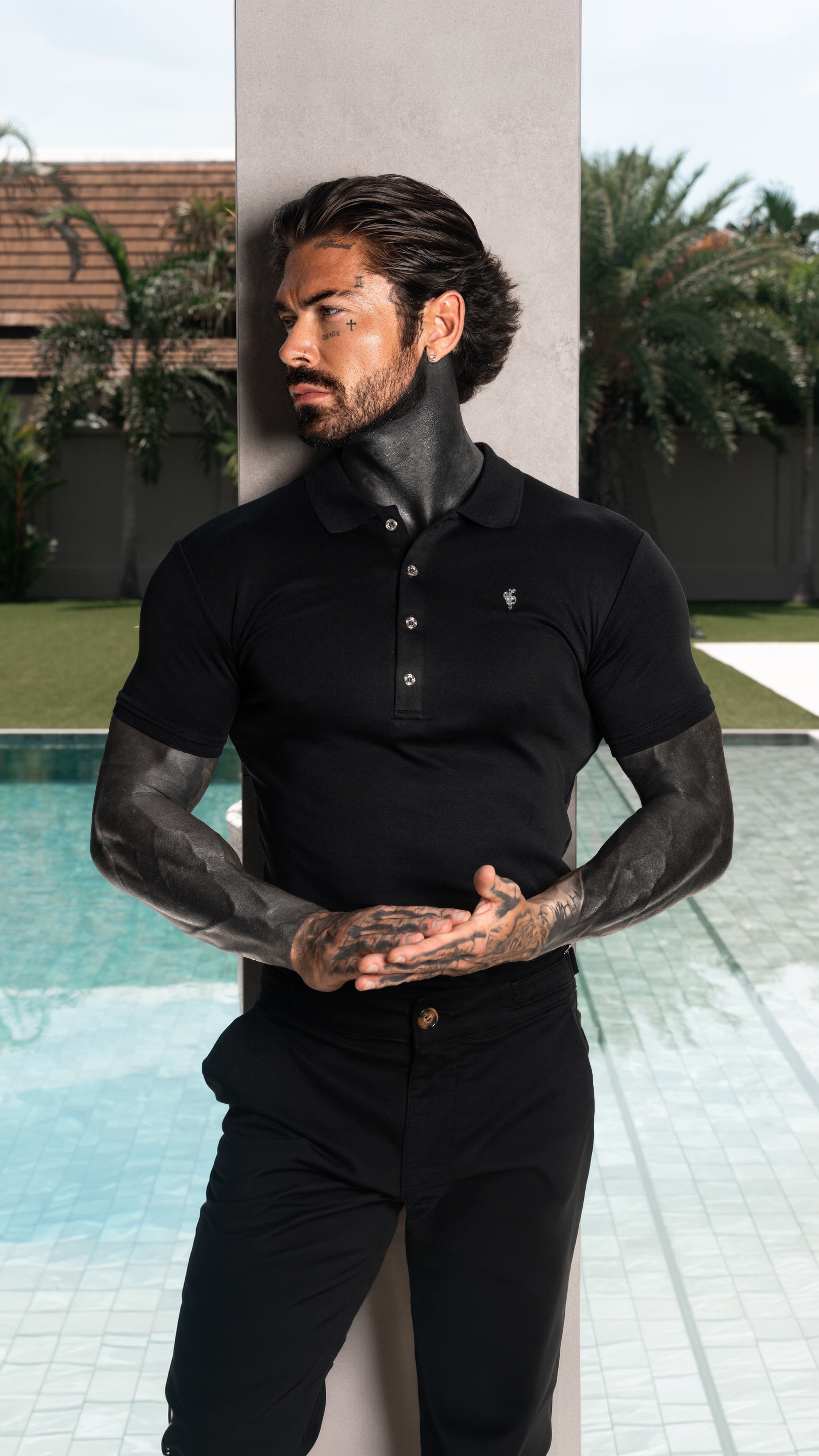 Classic Black / Silver Pima Cotton Polo Short Sleeve  - FSH1546