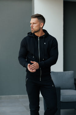 FS Black / Silver Full Zip Hoodie with Pockets - FSH1247