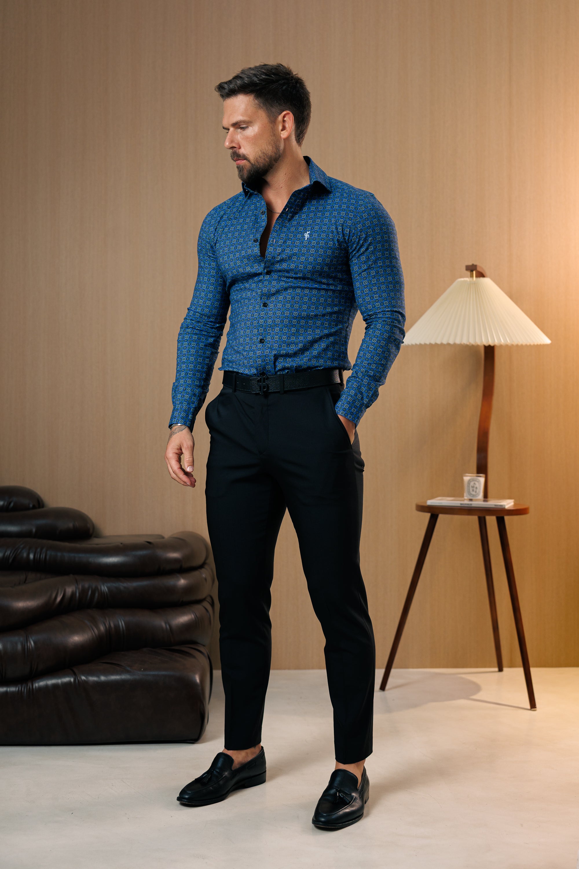 Relaxed Formal Jet Black Stretch Trousers - FSTR024 RELAXED