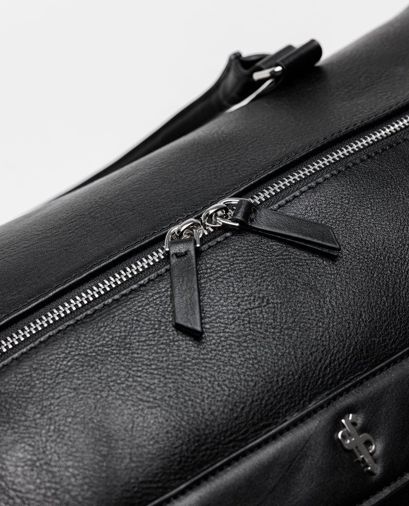 Father Sons Black Leather Holdall Bag - FSH201