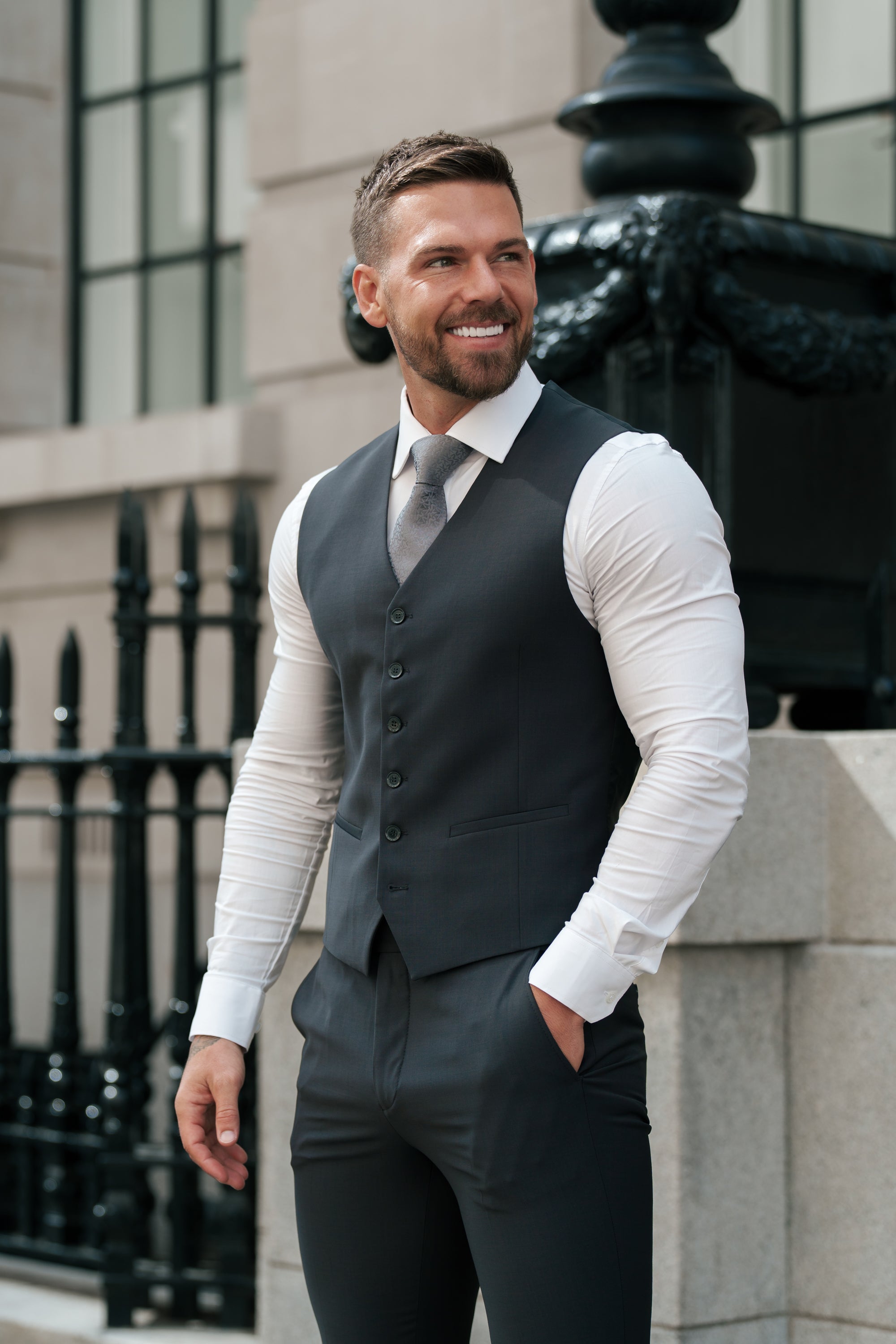 Slim Formal Waistcoat Charcoal - FSW013