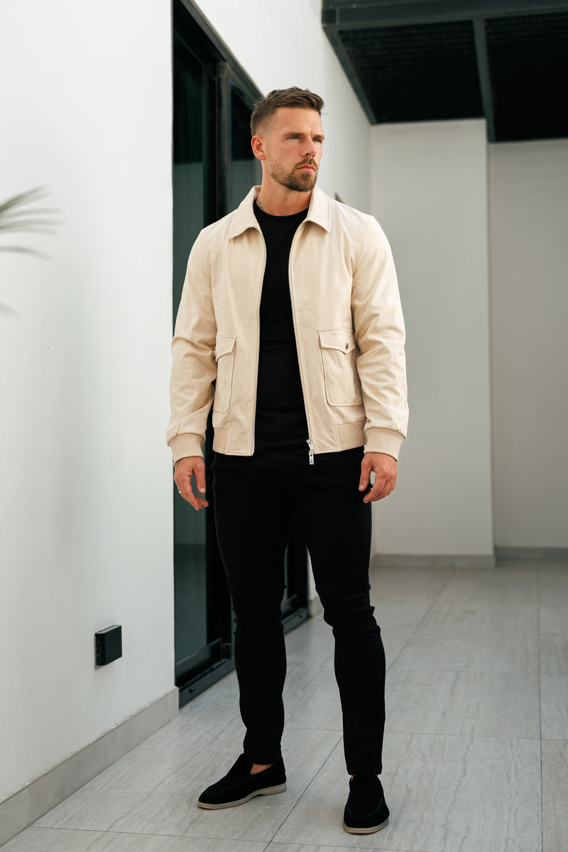 FS Suede Feel Beige Bomber Jacket - FSN228