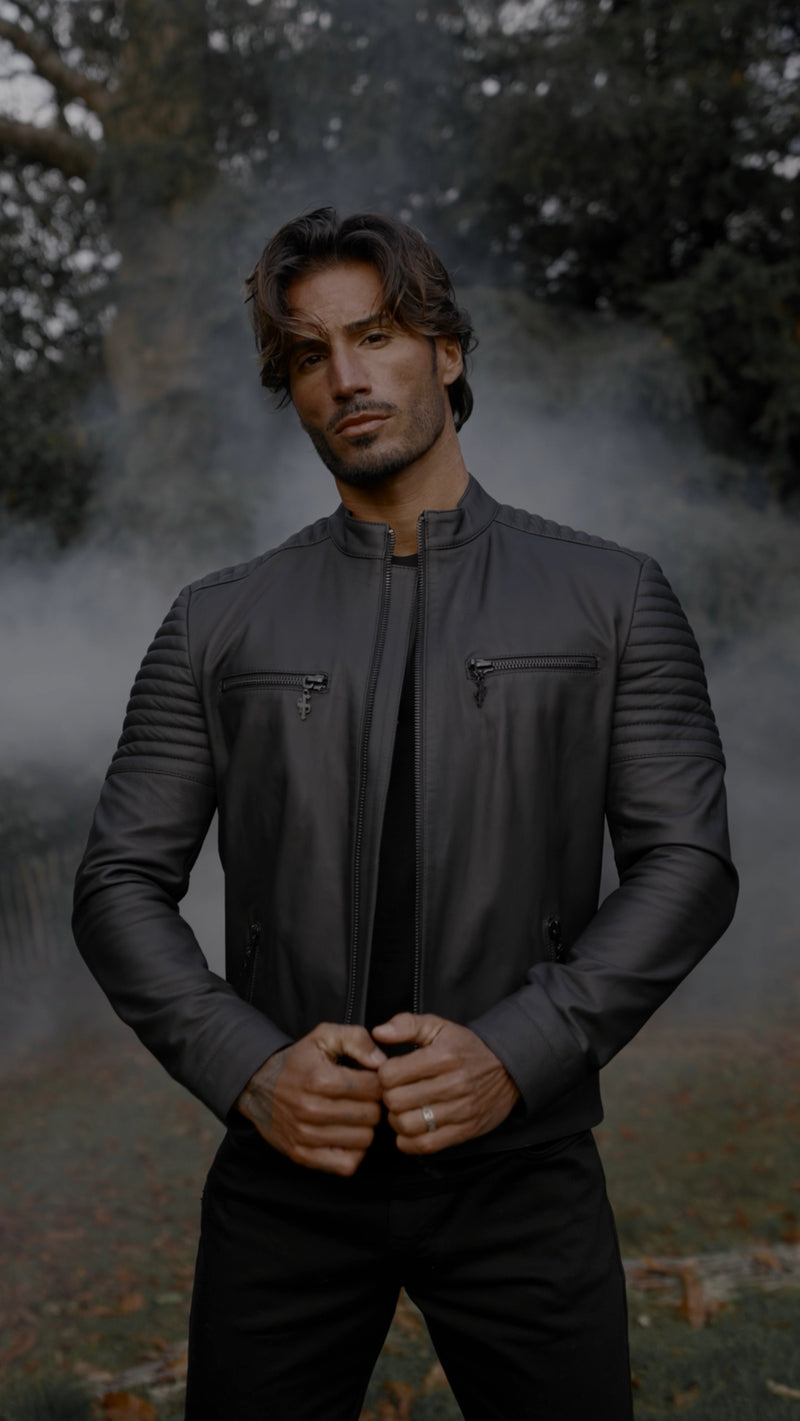 Father Sons Black Bomber Leather Jacket - FSH1436