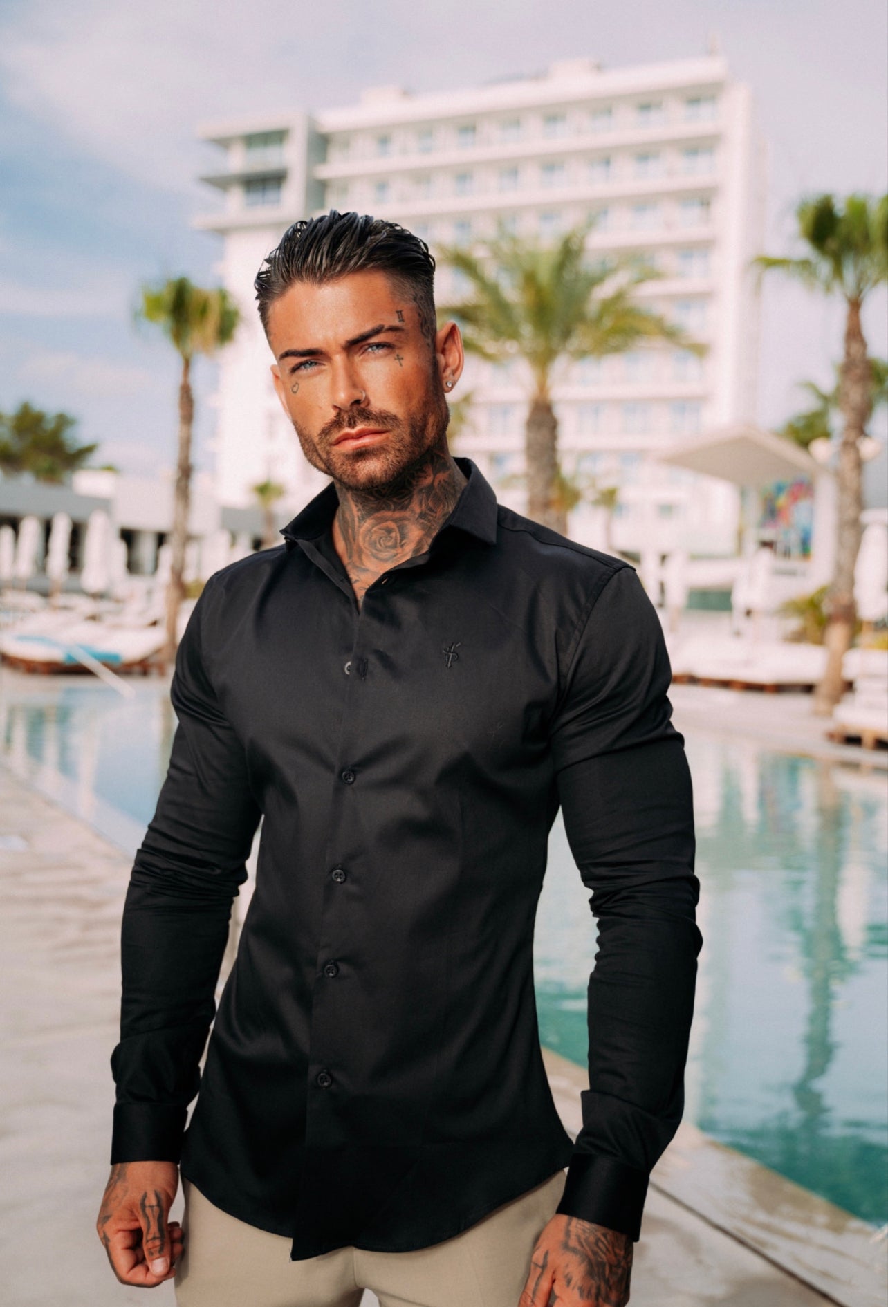 Slim Sateen Classic Black Long Sleeve - FS545