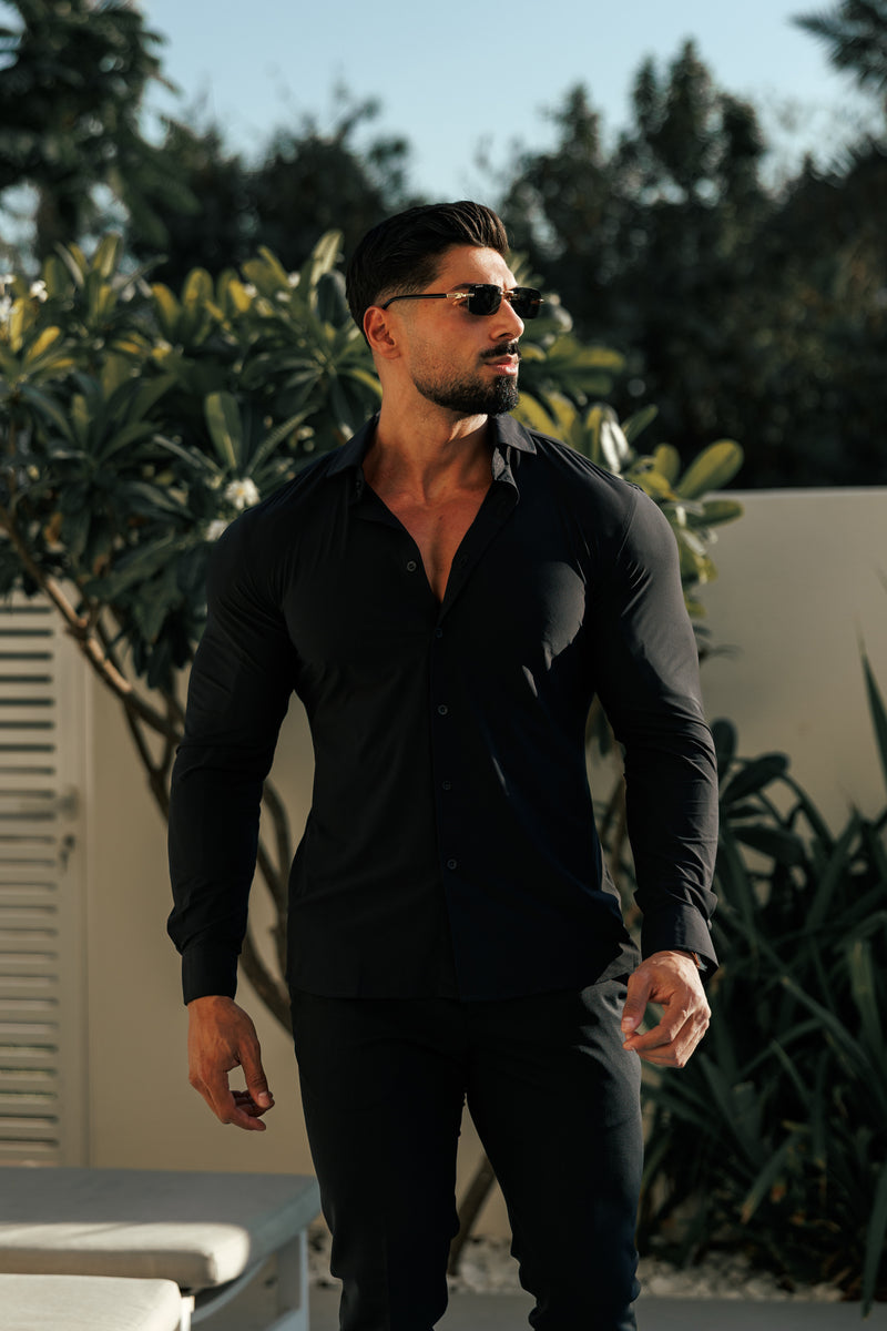 Father Sons Ultra Stretch Compression Shirt Long Sleeve Black - FS1234