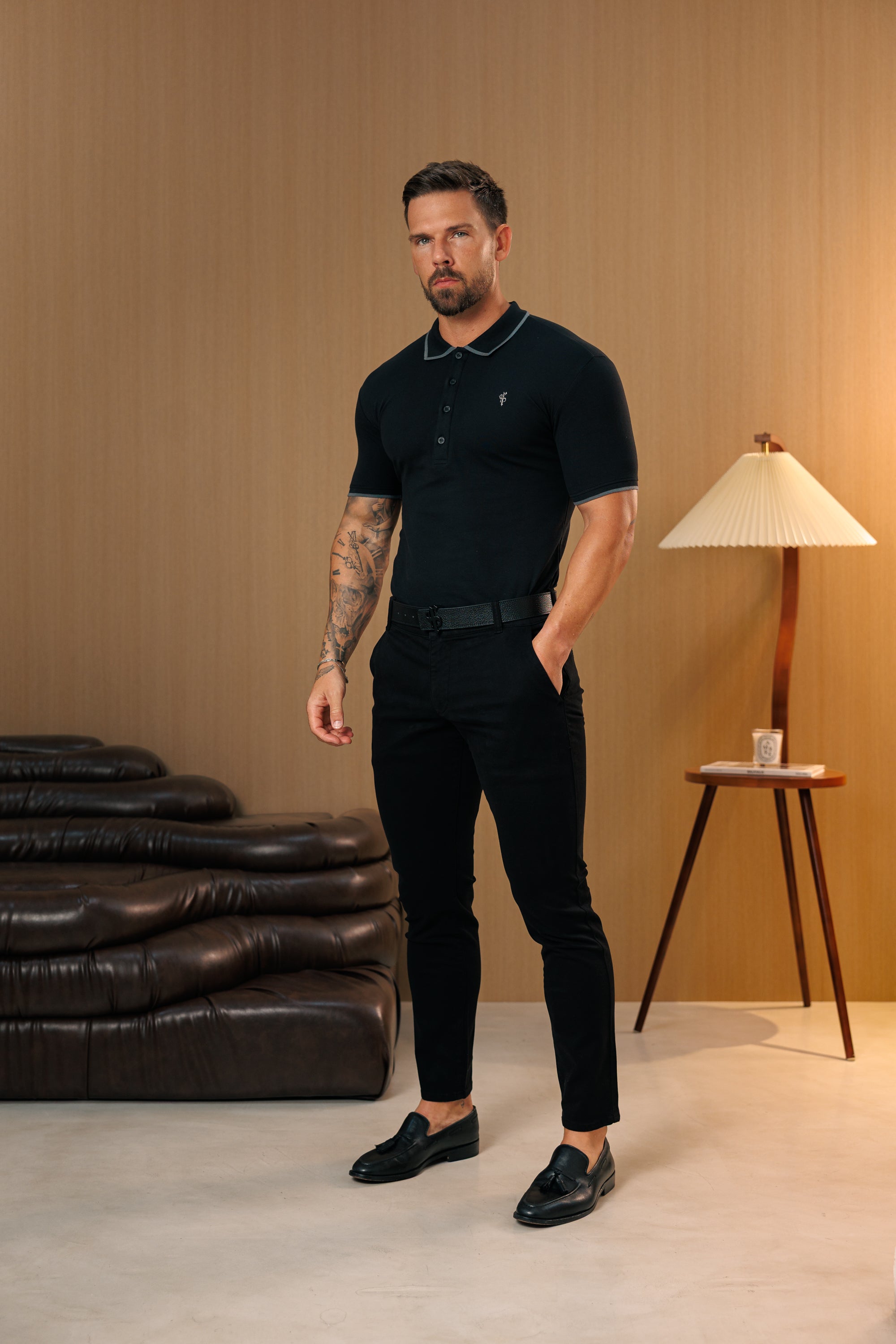 Black Chino Trousers With Belt Loops - FSH1490