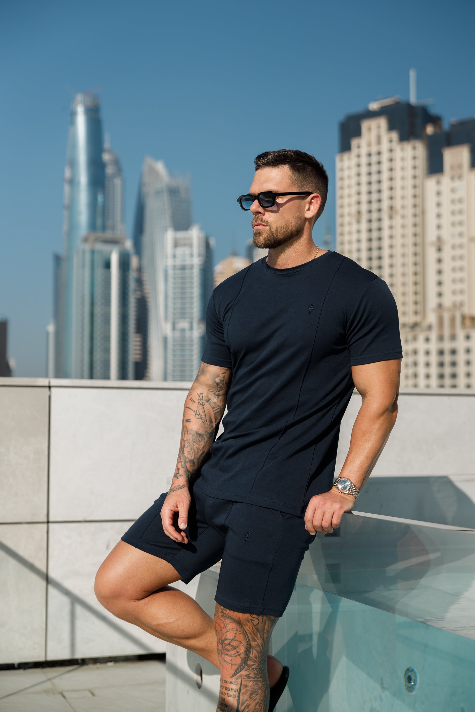 Beige Crew T Shirt With Pintuck Detail