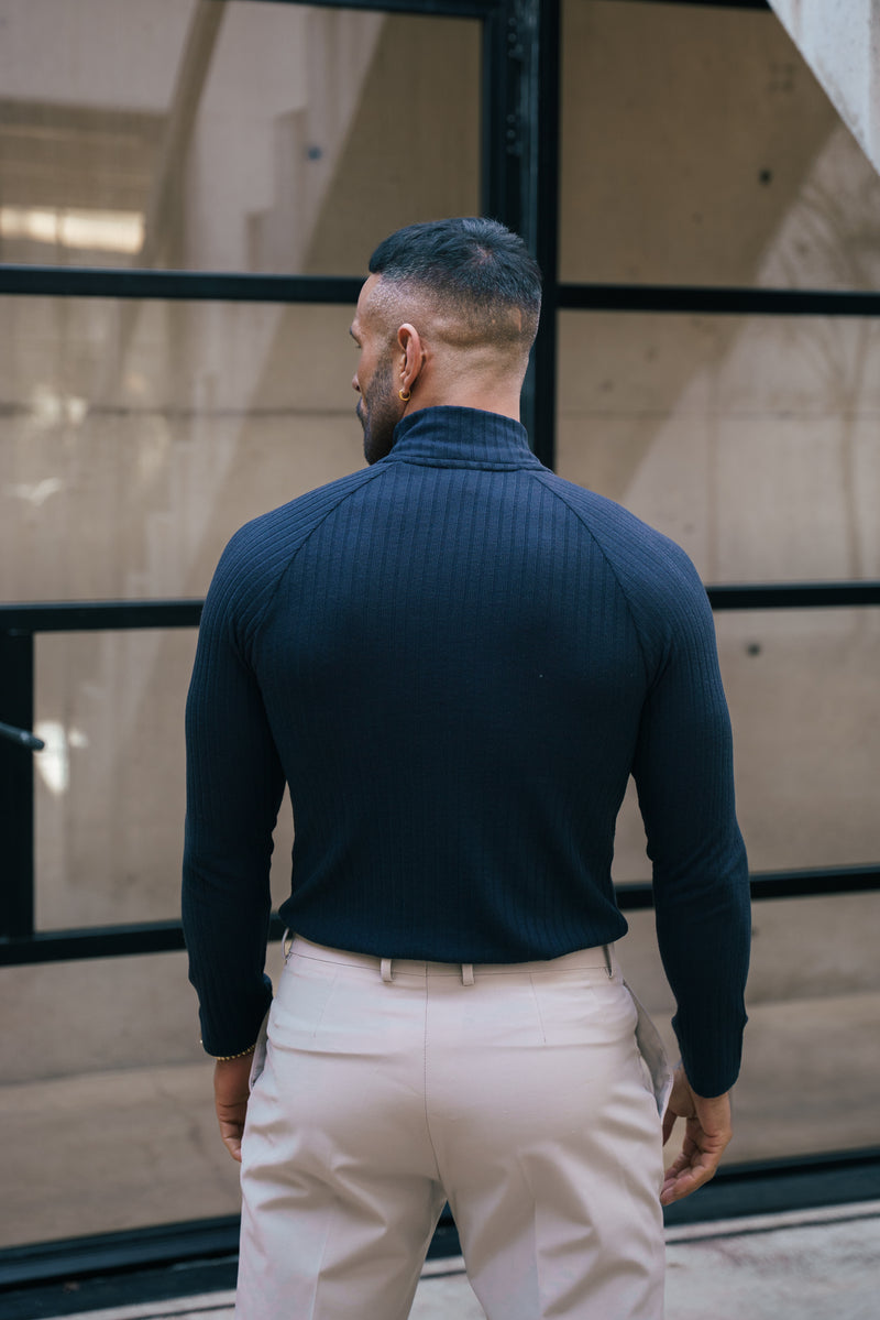 FS Classic Navy Ribbed Zip Funnel Neck Raglan Long Sleeve Crew - FSH1296 (PRE ORDER 30TH NOVEMBER)