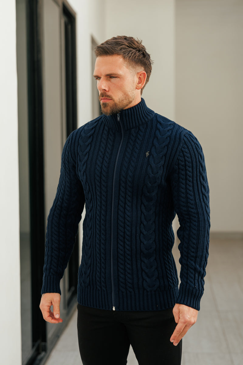 Father Sons Funnel Neck Full Zip Cardigan Dark Navy -  FSJ146 (PRE ORDER 21ST DECEMBER)