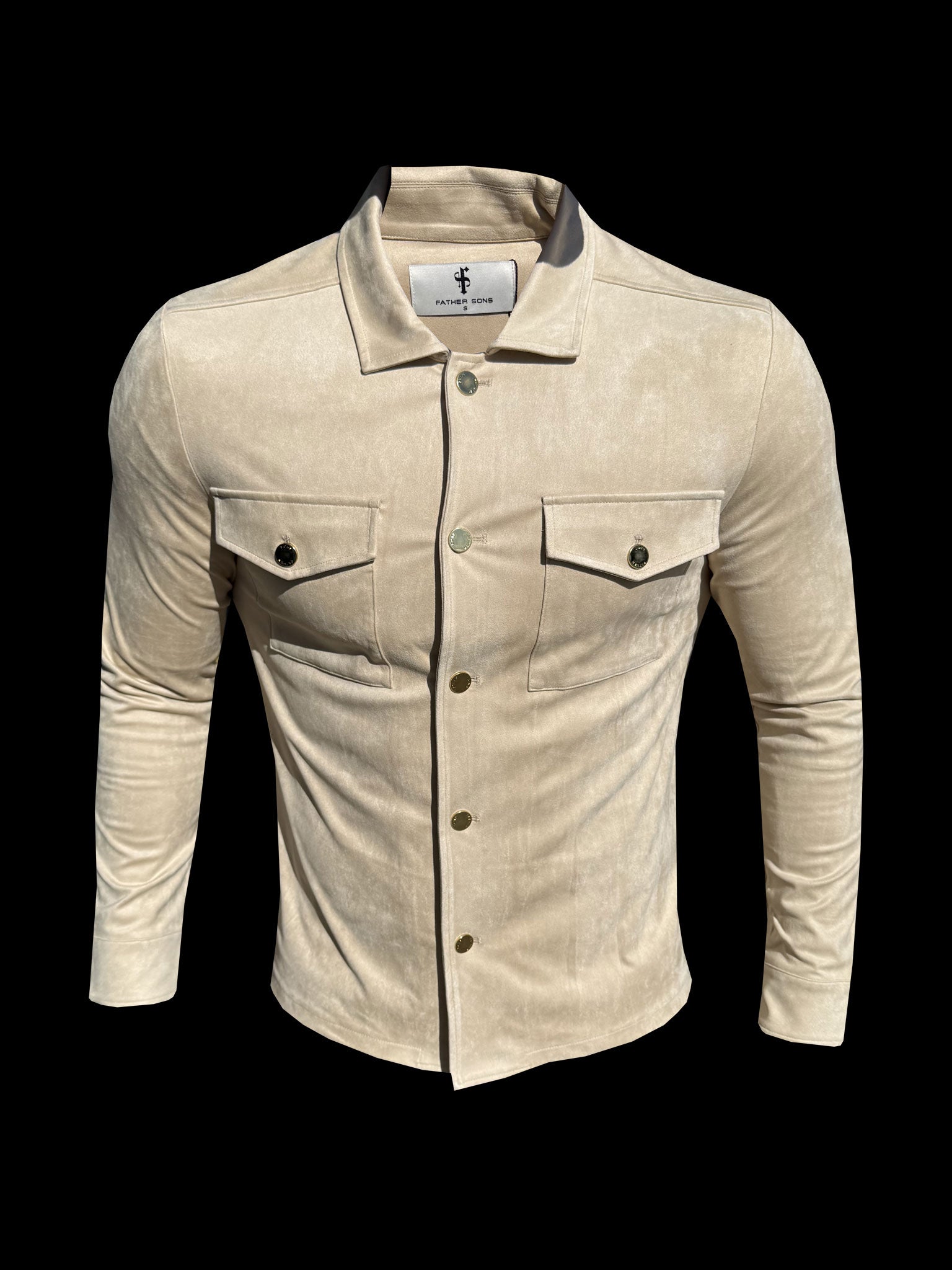 Suede Feel Button Up Jacket Beige / Gold - FSN219