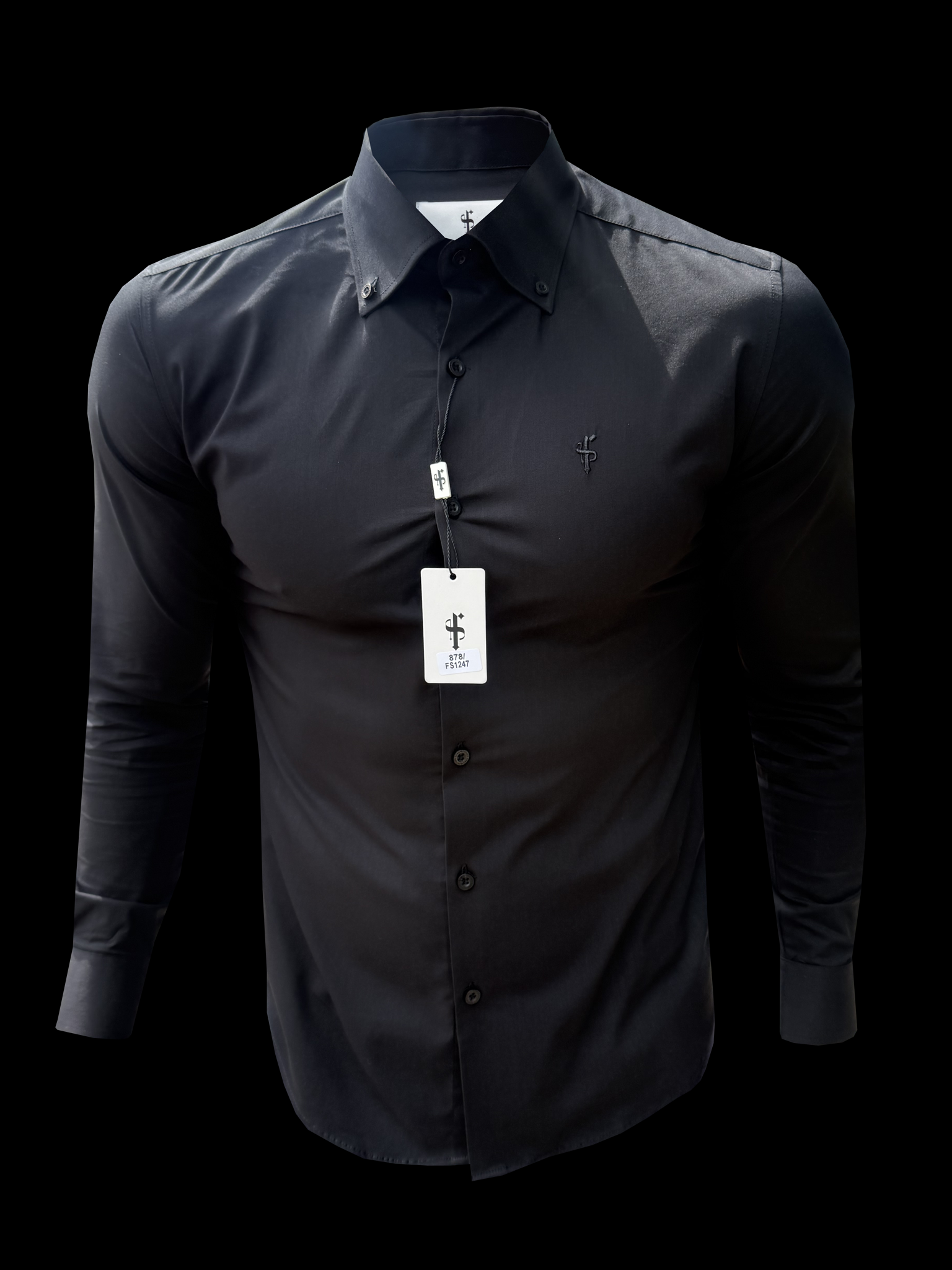 Romeo Classic Fit Stretch Black Buttondown Collar Shirt  - FS1247