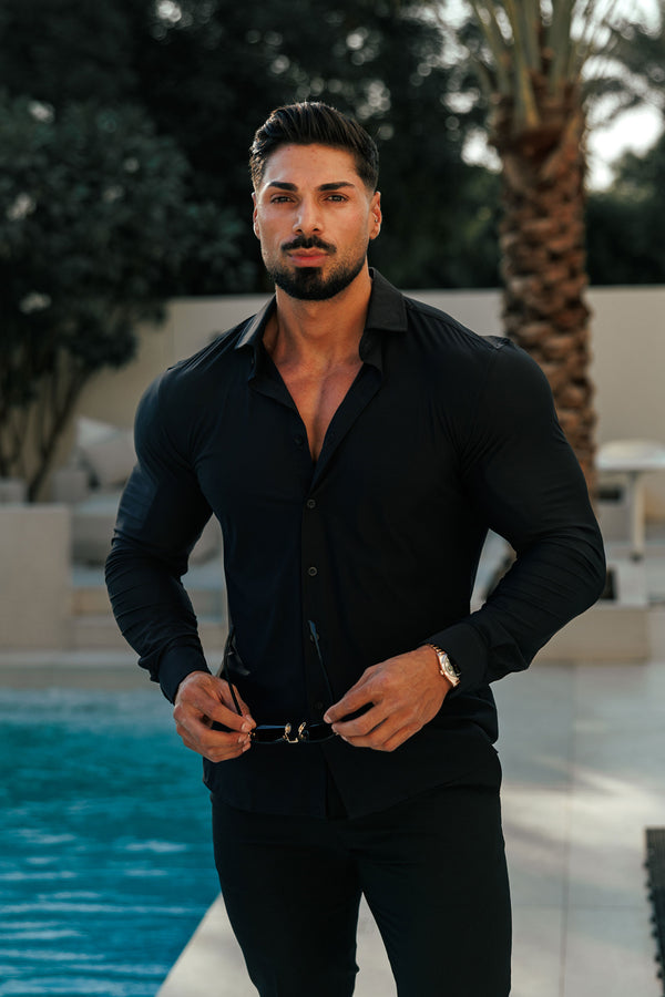 Father Sons Ultra Stretch Compression Shirt Long Sleeve Black - FS1234