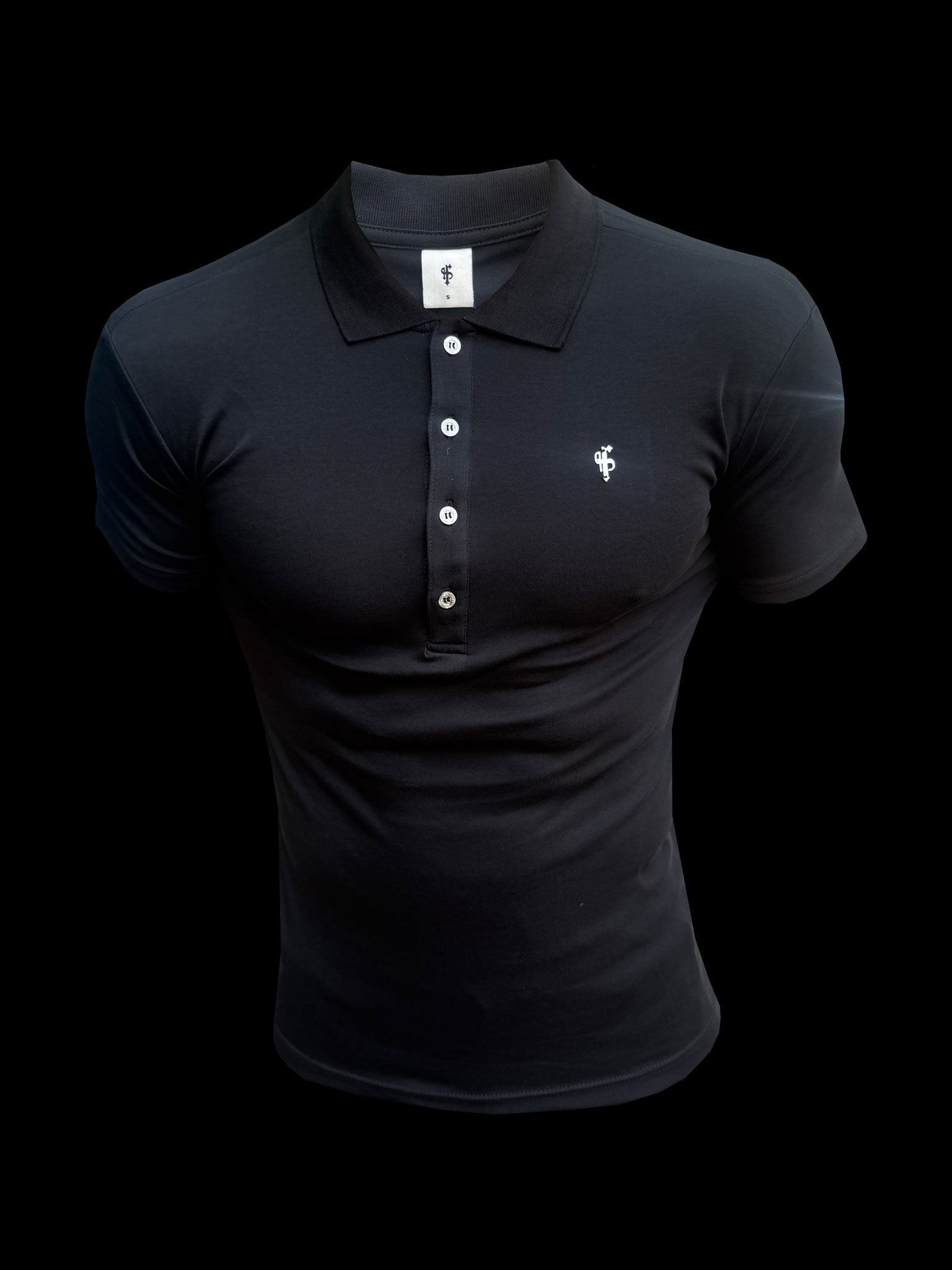 Classic Black / Silver Pima Cotton Polo Short Sleeve  - FSH1546