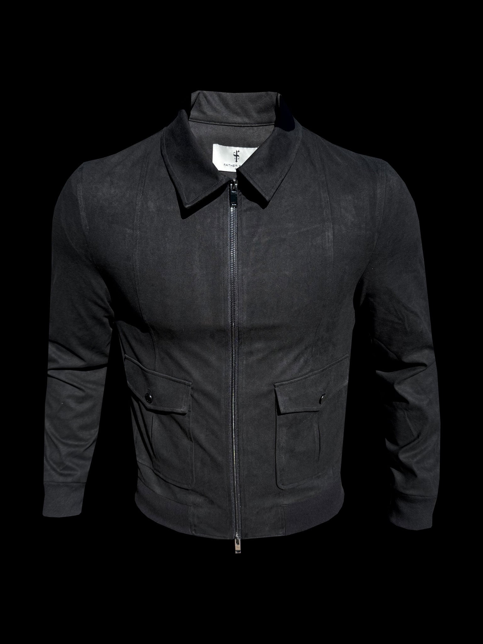 Suede Feel Black Bomber Jacket - FSN227