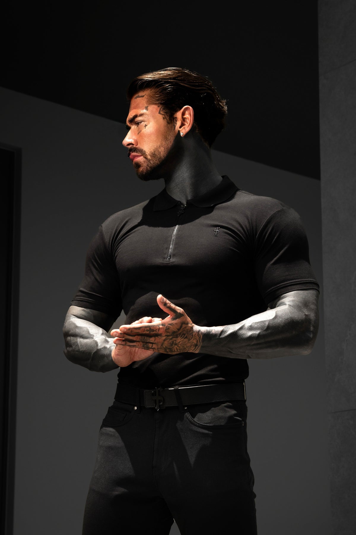 Classic Black Zipped Polo Shirt - FSH1533