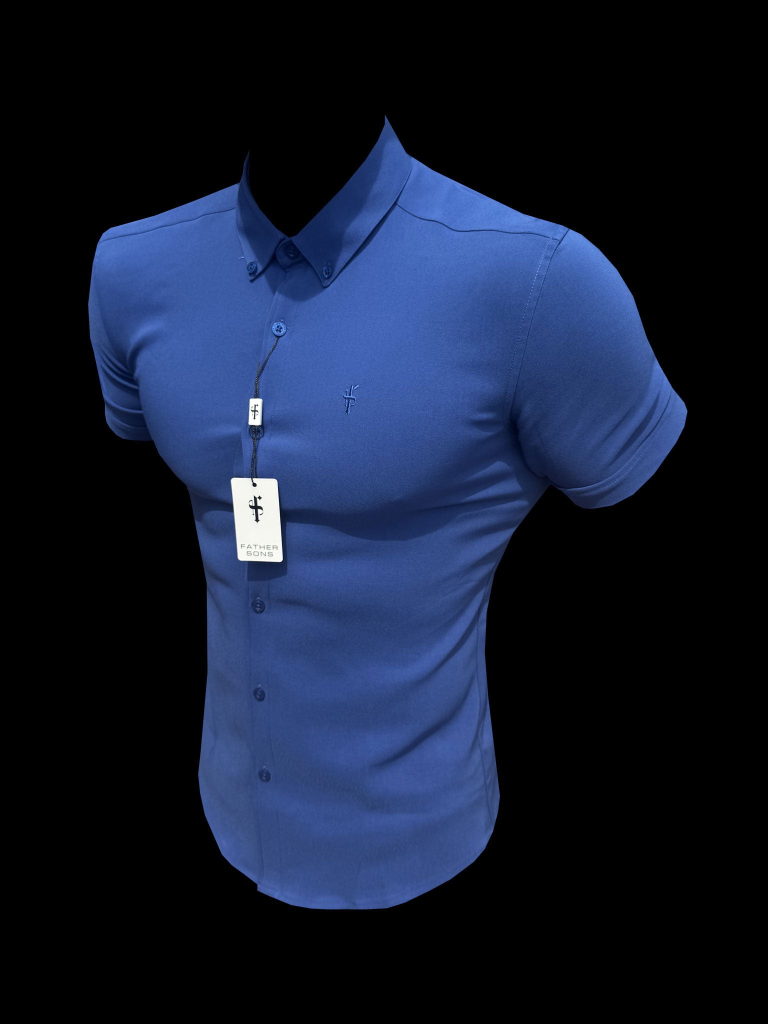 Super Slim SS Royal Blue Scuba with Button Down Collar - FS1188